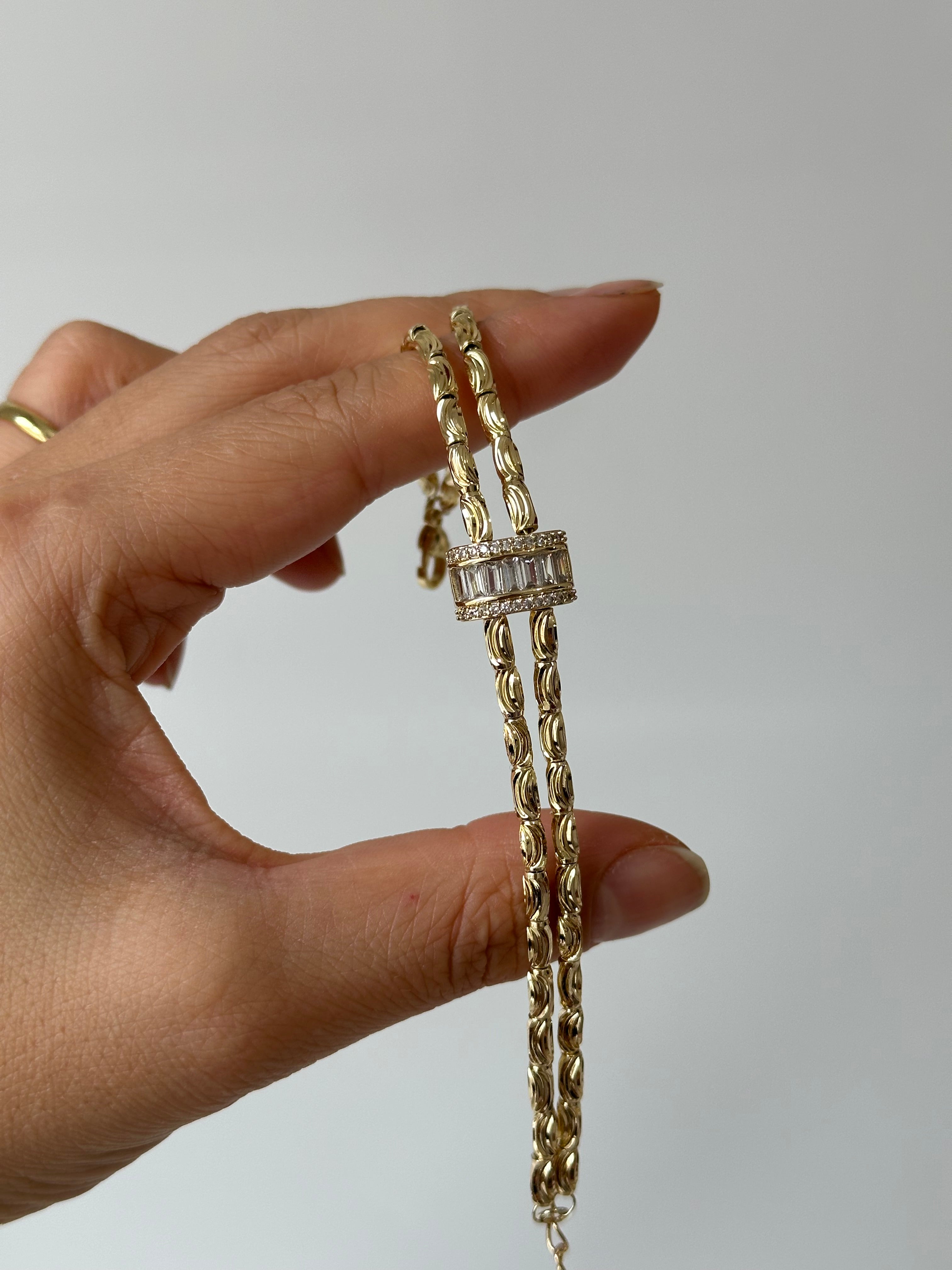 Arpa Kuyum Taş Detay Bileklik 14K