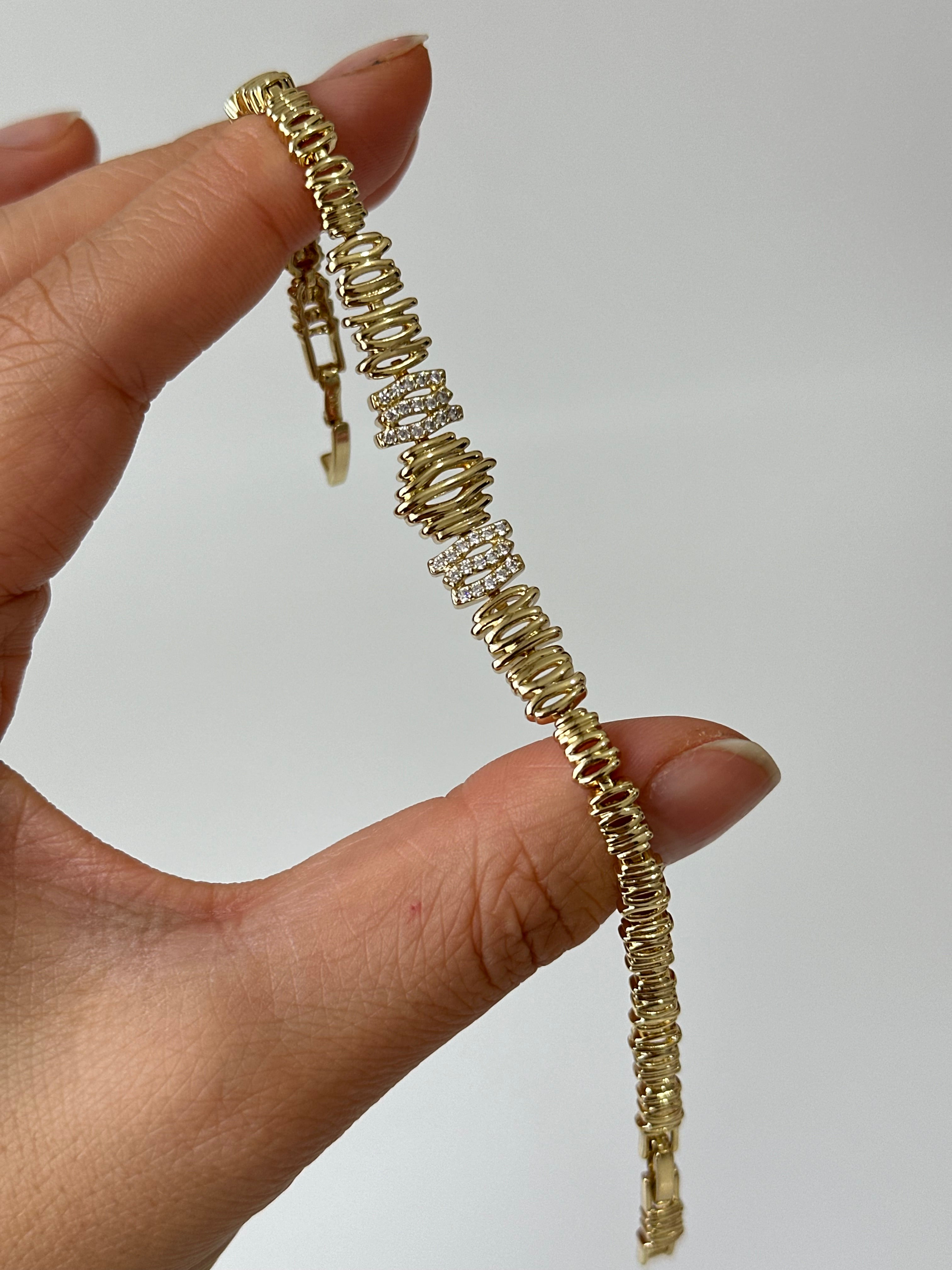 Zikzak Taş İşleme Xuping Bileklik 14k