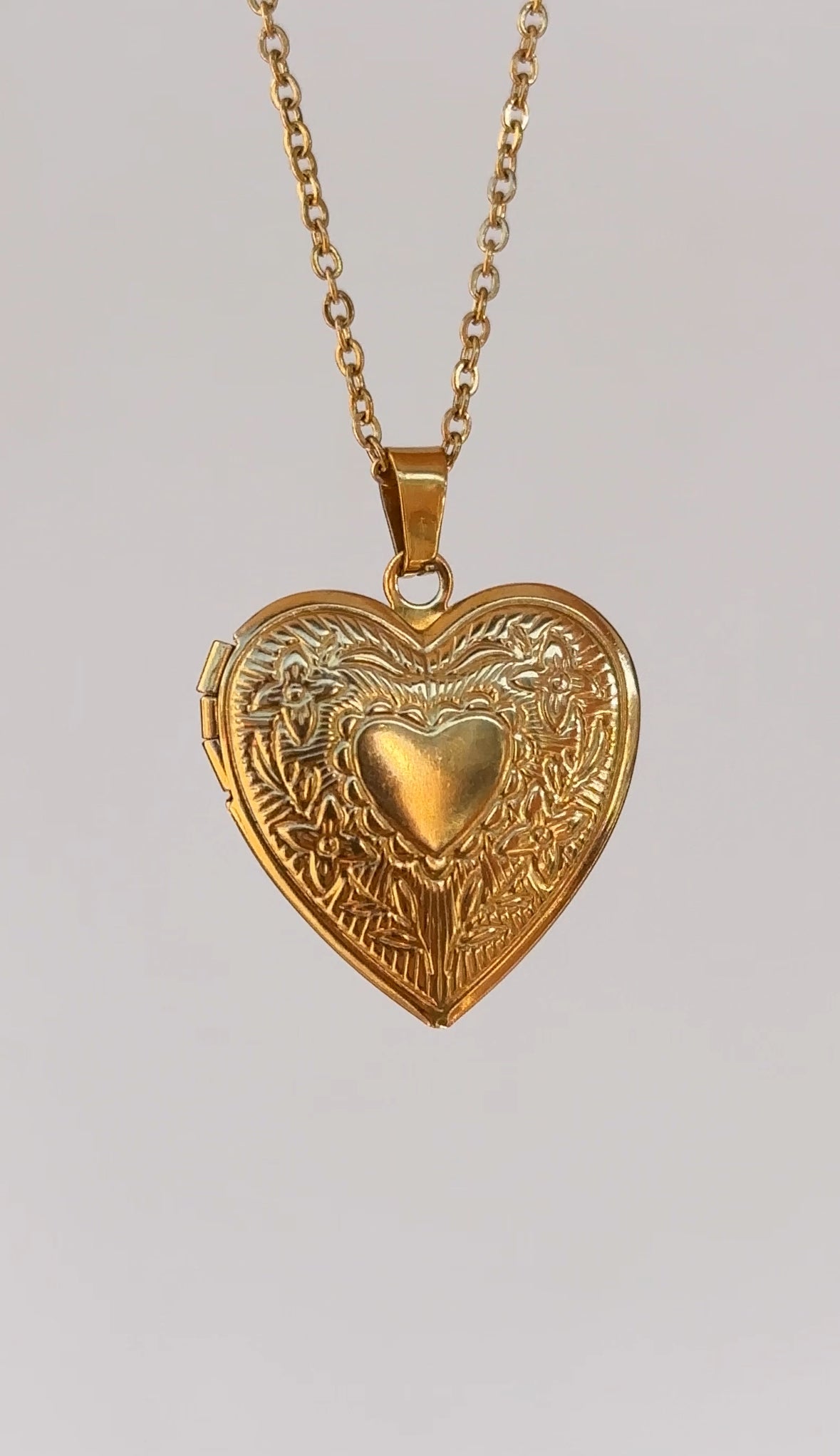 Vintage Kalp Anı Kolyesi Fotograflı