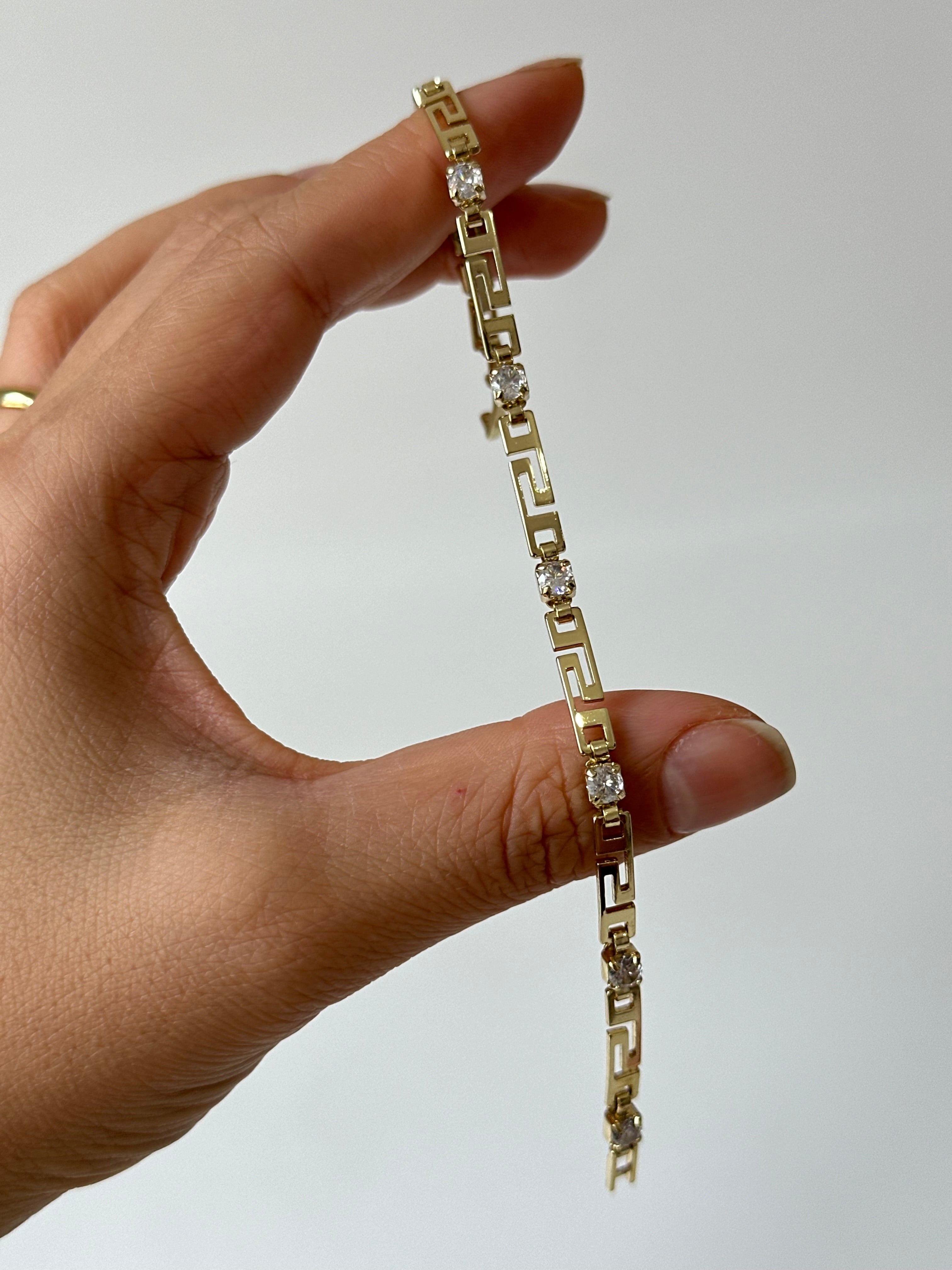 Vintage Zikzak Plaka Taş Bileklik xuping