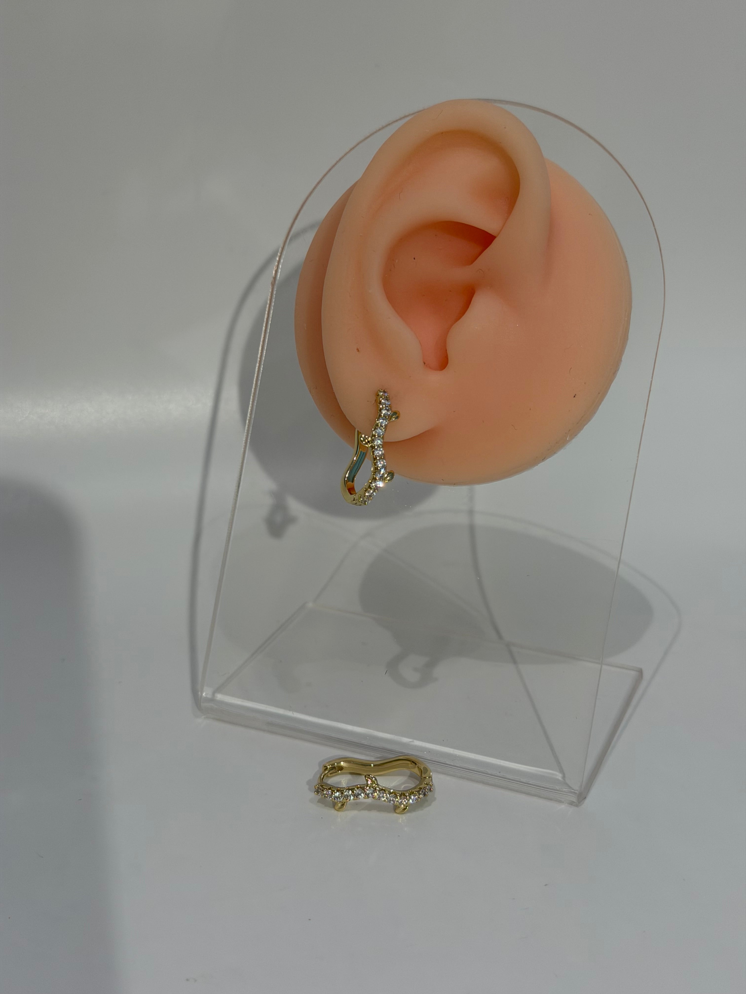 Taşlı Yaprak Detay Xuping Küpe