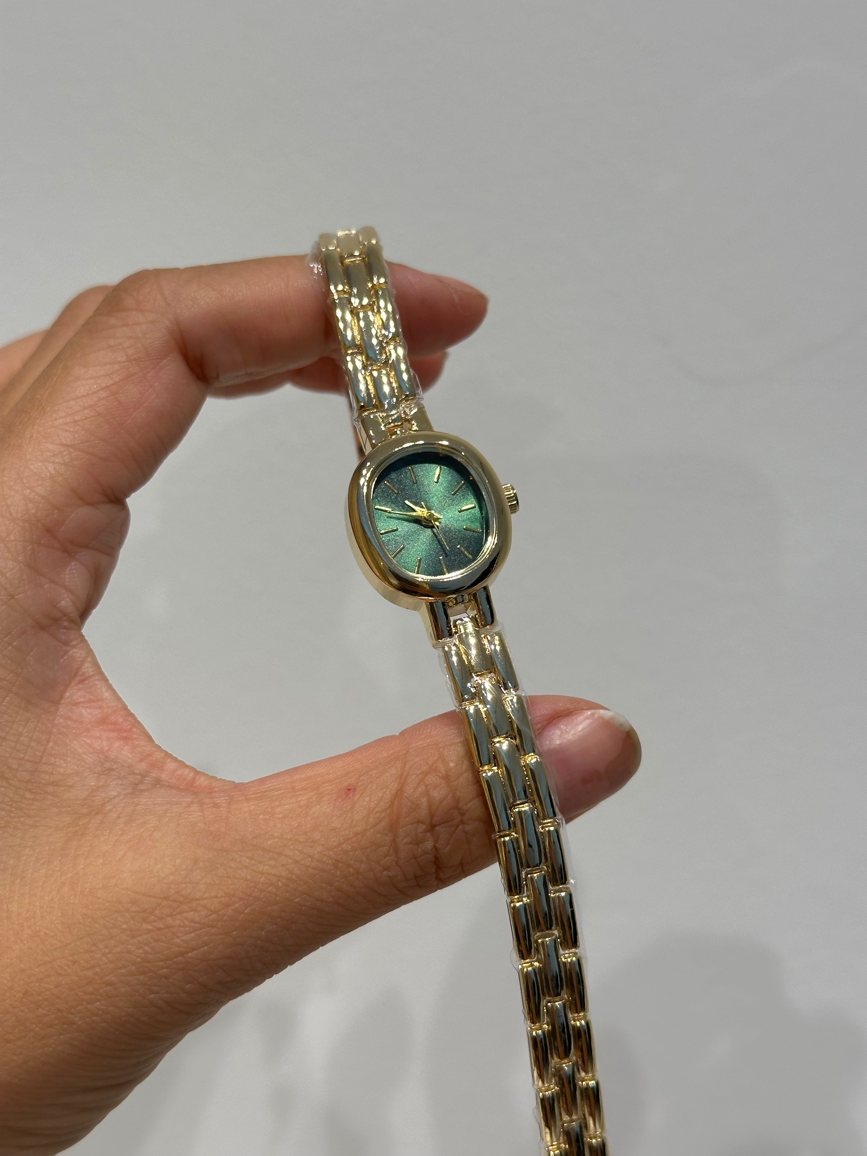 Gold Yeşil Kadran Saat Vintage