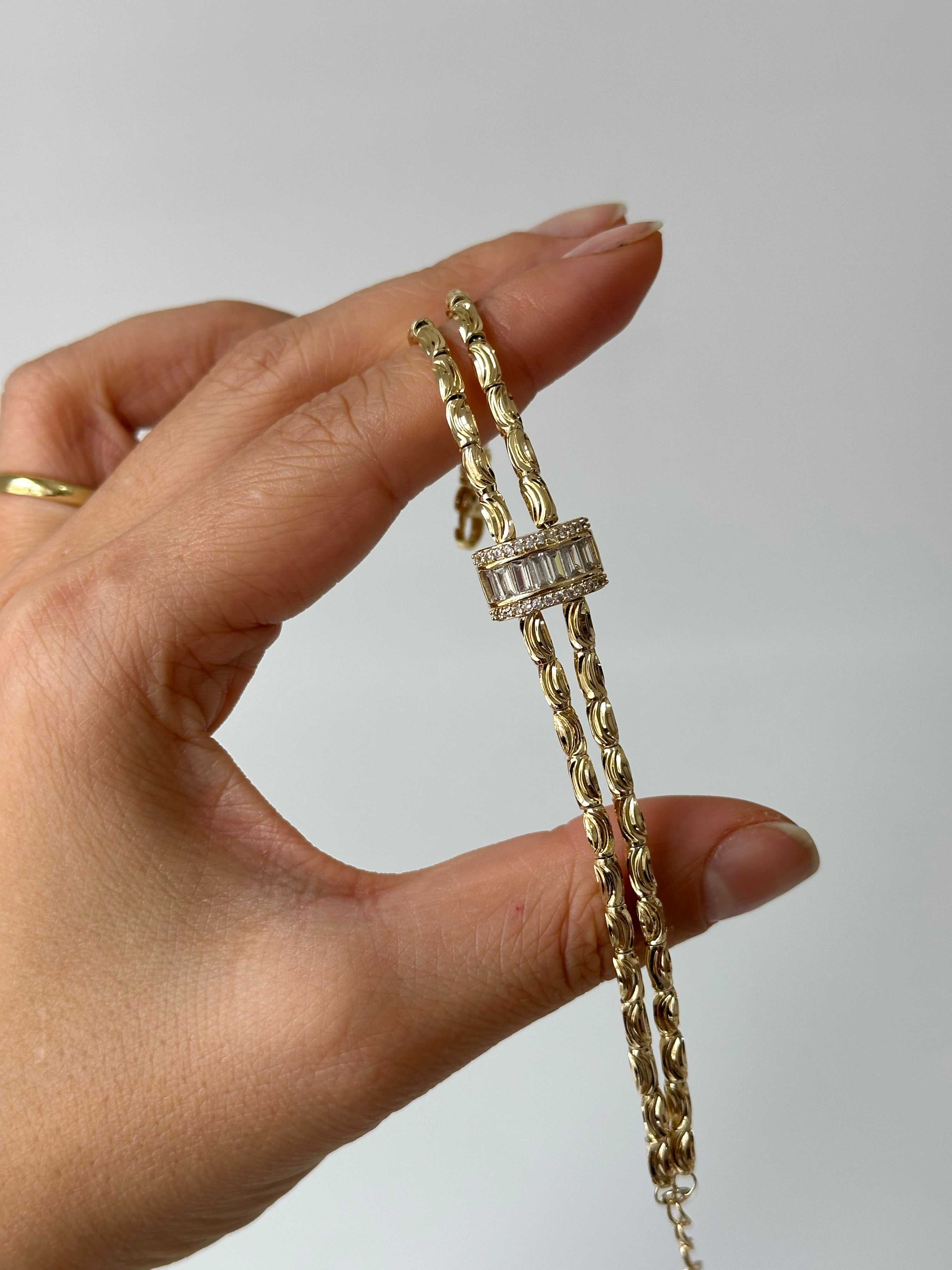 Arpa Kuyum Taş Detay Bileklik 14K