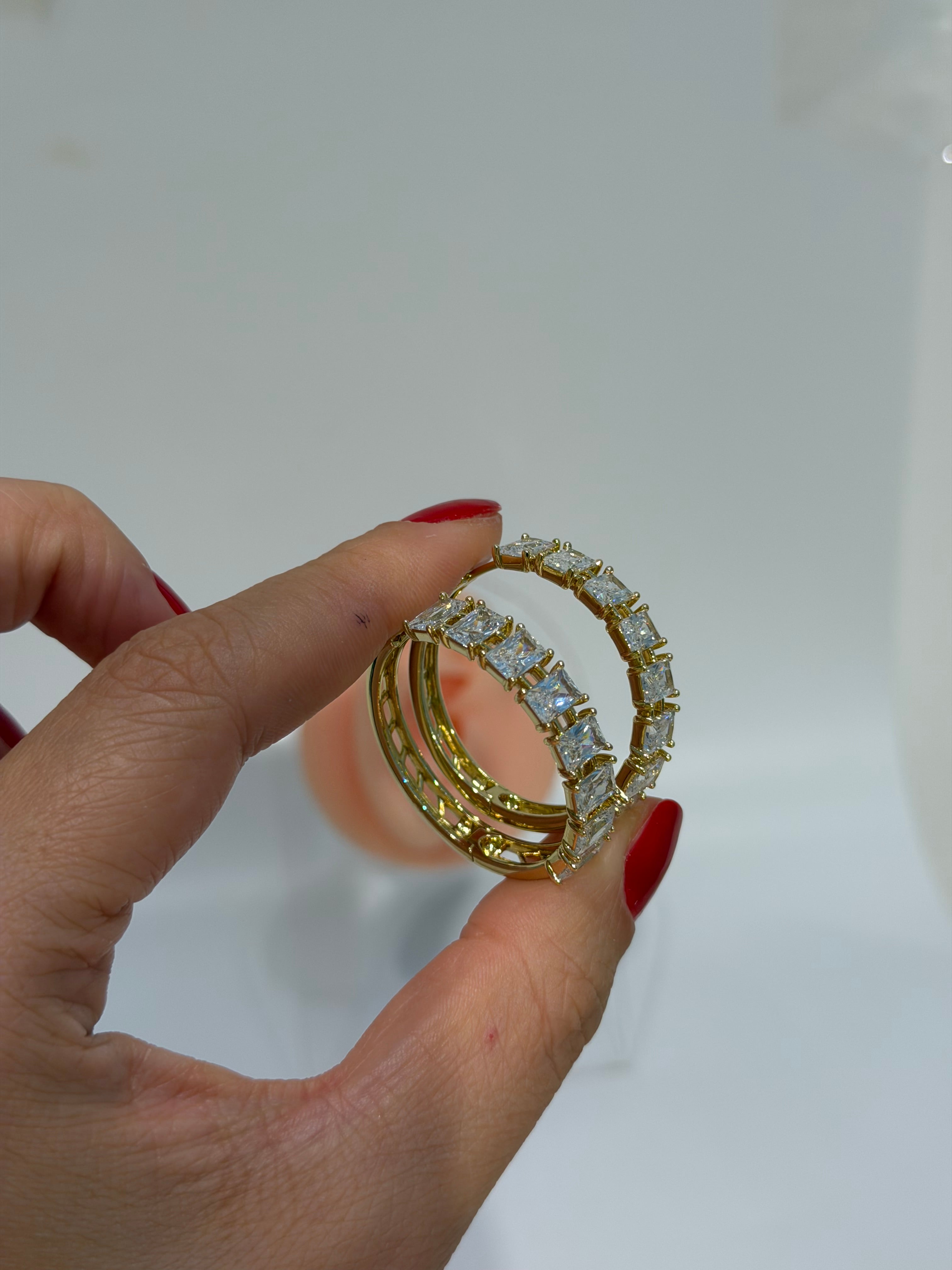 Full Taş İşleme Halka Küpe Xuping