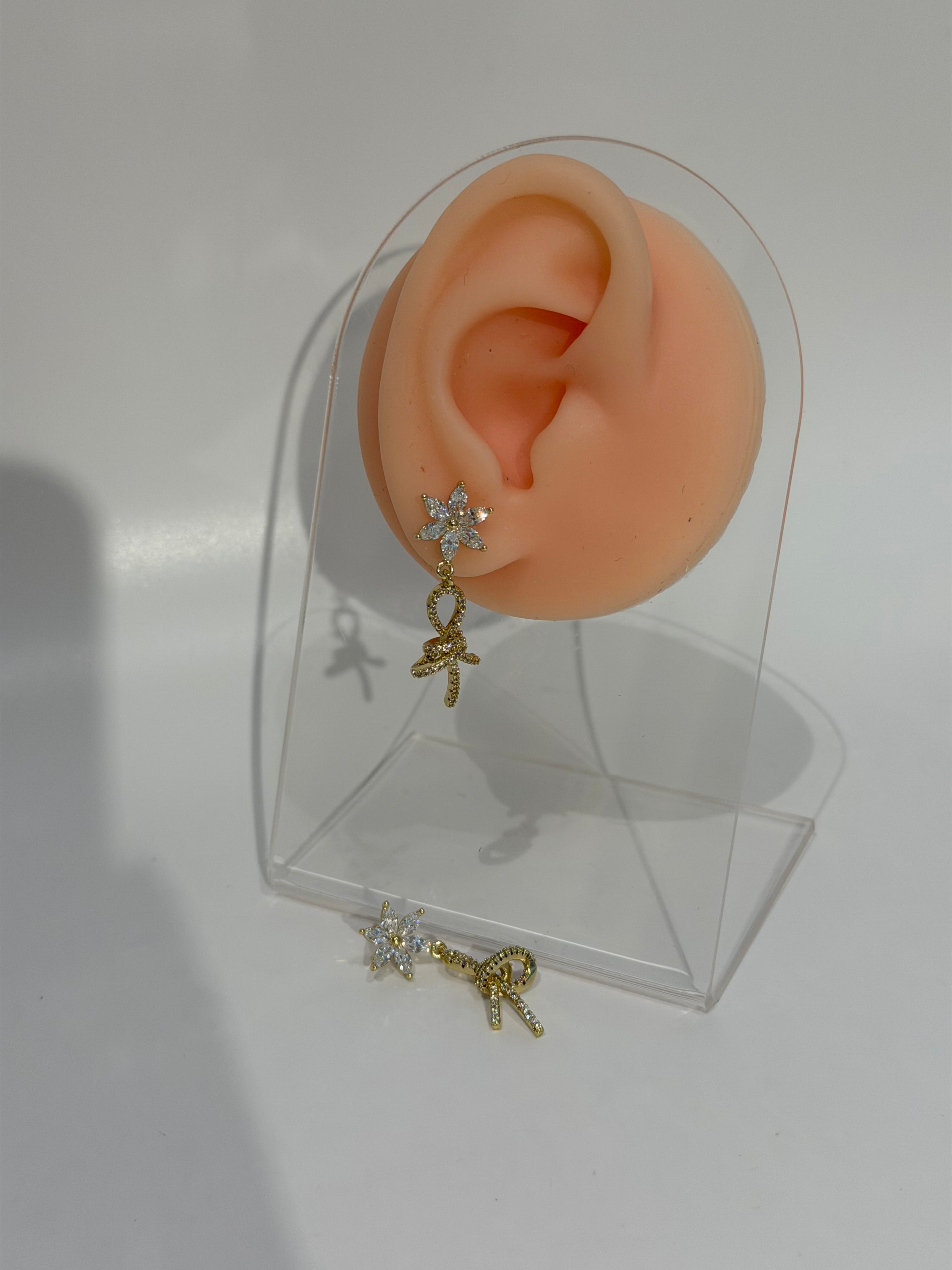 Çiçek Zirkon Taş Düğüm Küpe Xuping