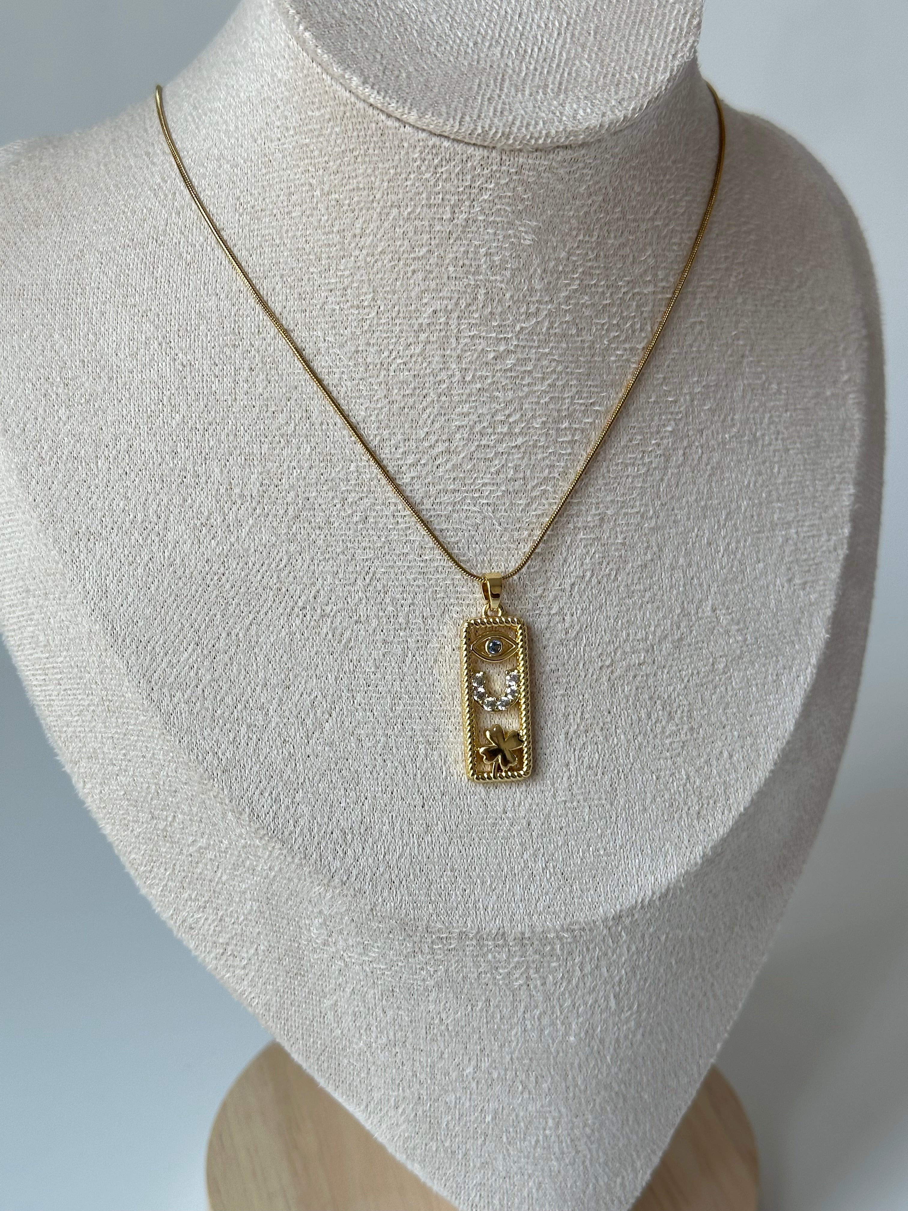 3 Figür Detay Şans Kolyesi Çelik