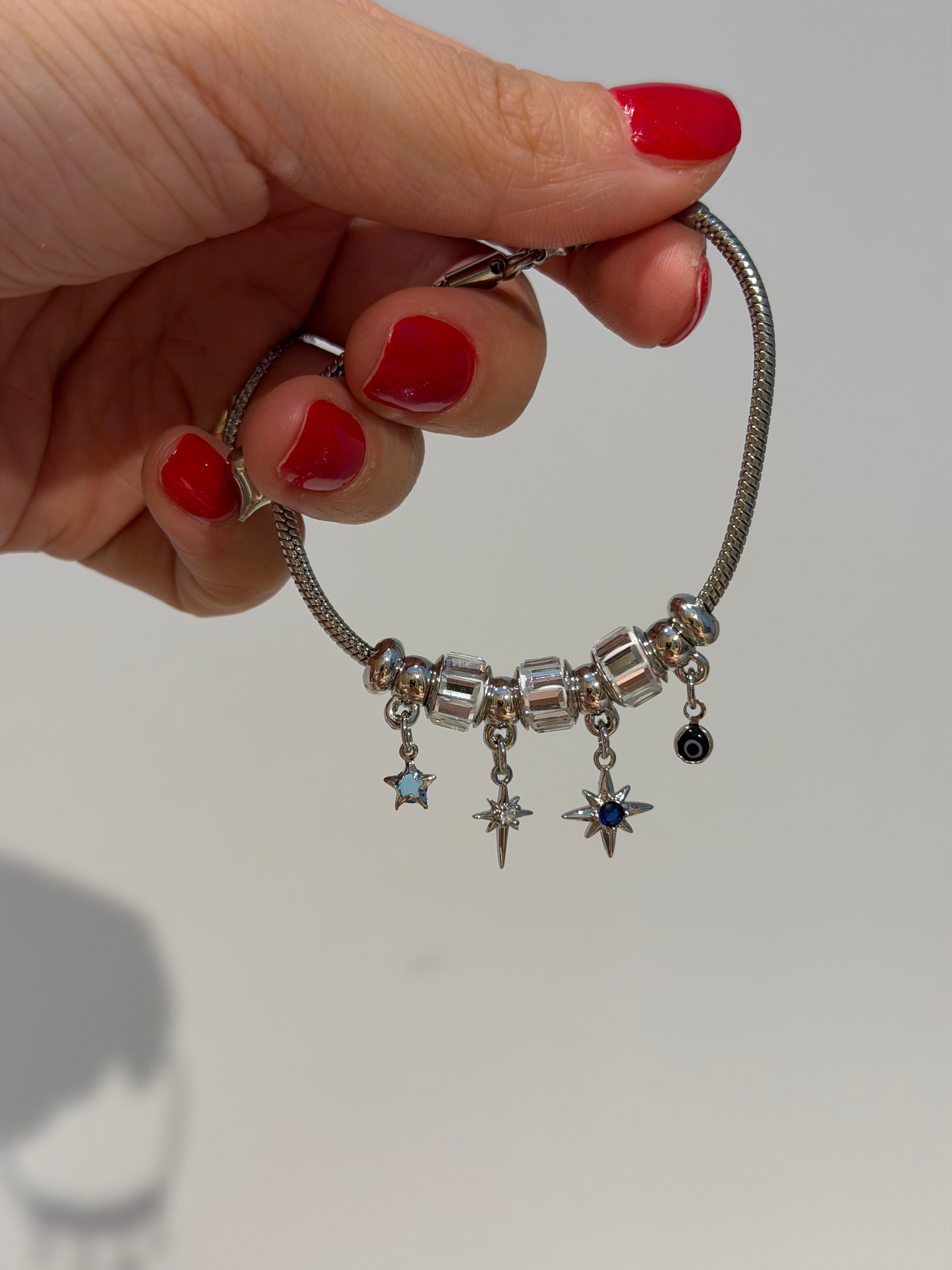 Silver Kuzey Yıldız Charm Çelik Bileklik