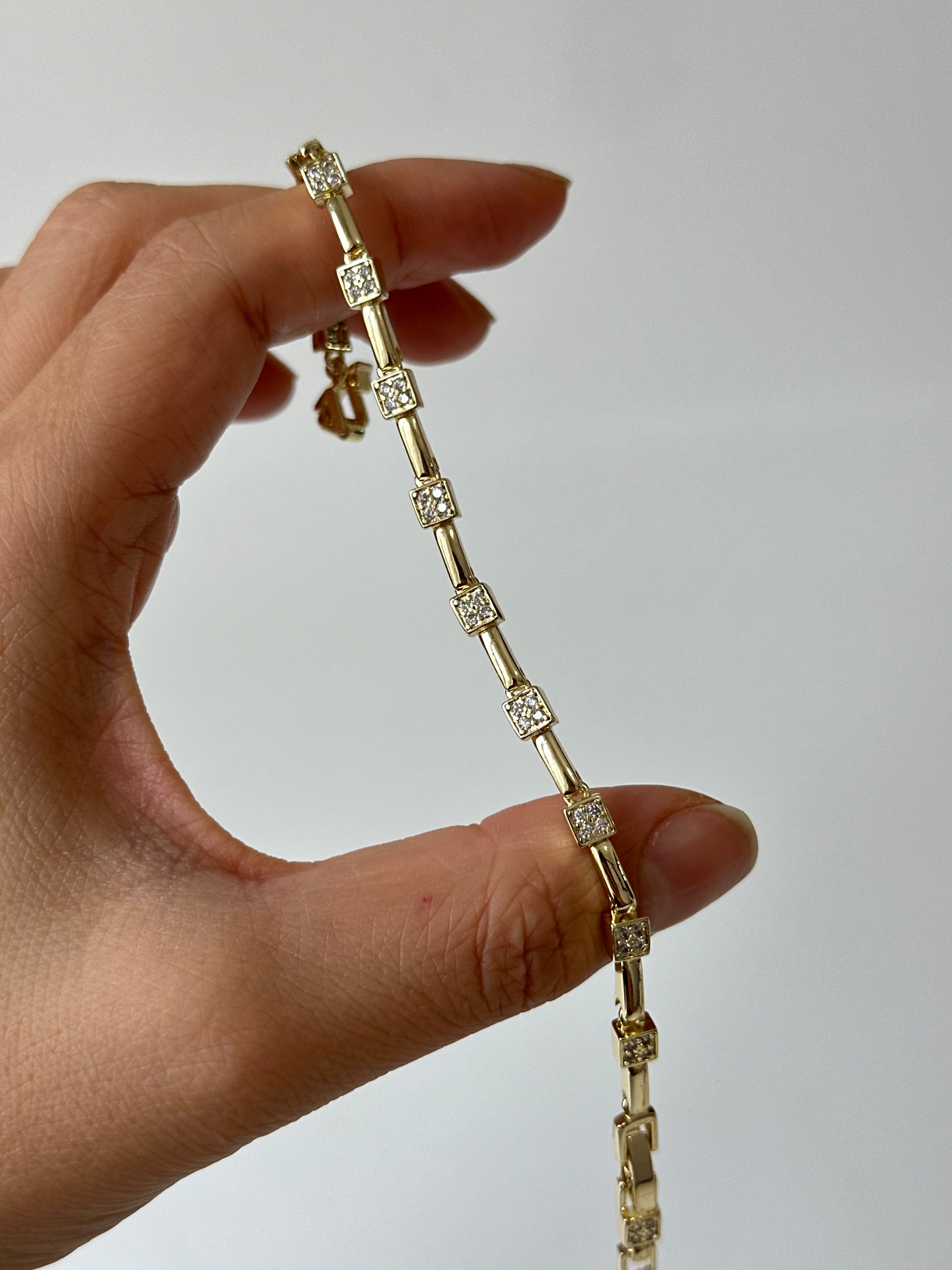 Mini Kare Taş Küp Bileklik 14k