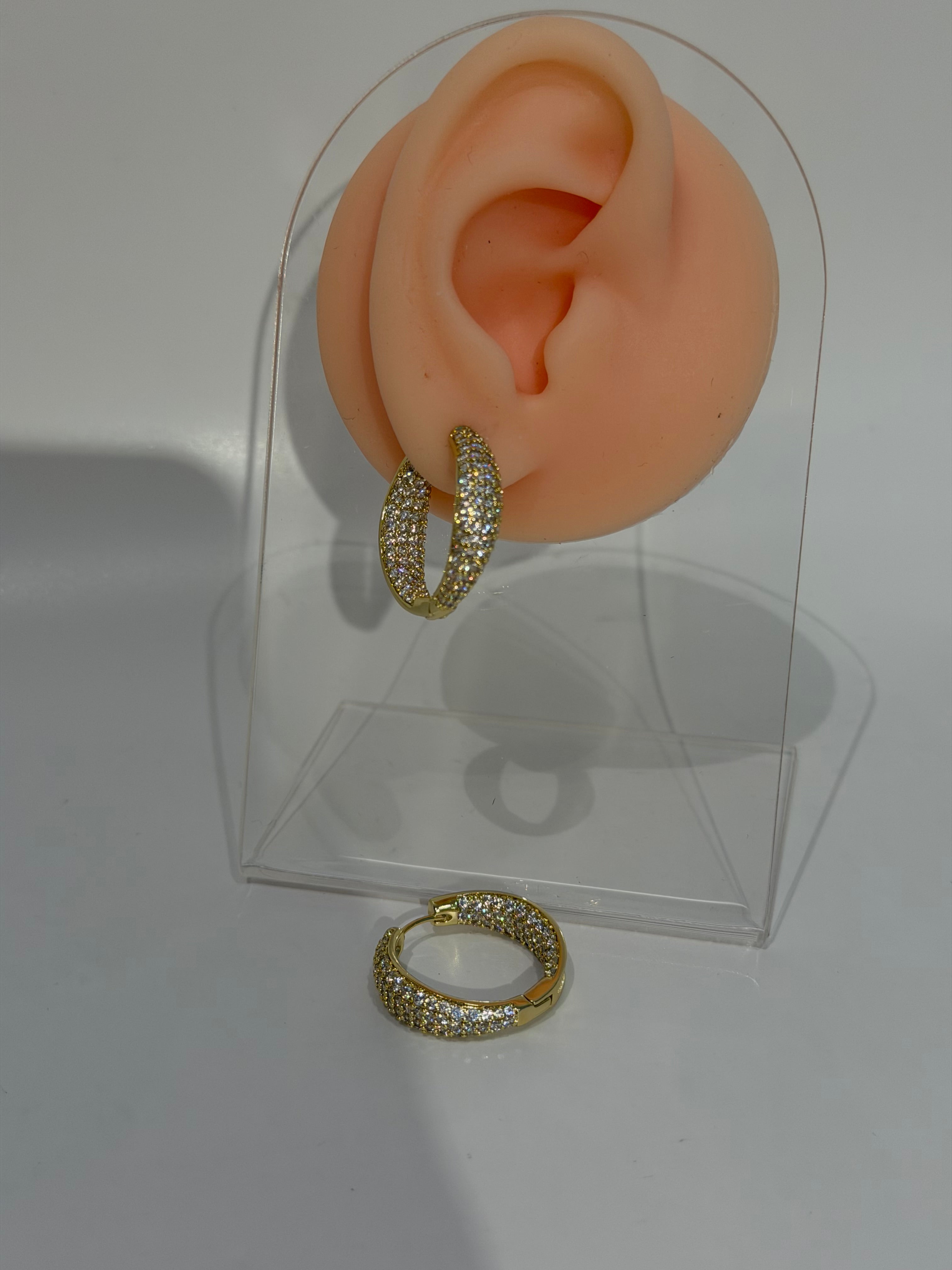 Çift Zirkon Taşlı Halka Küpe Xuping