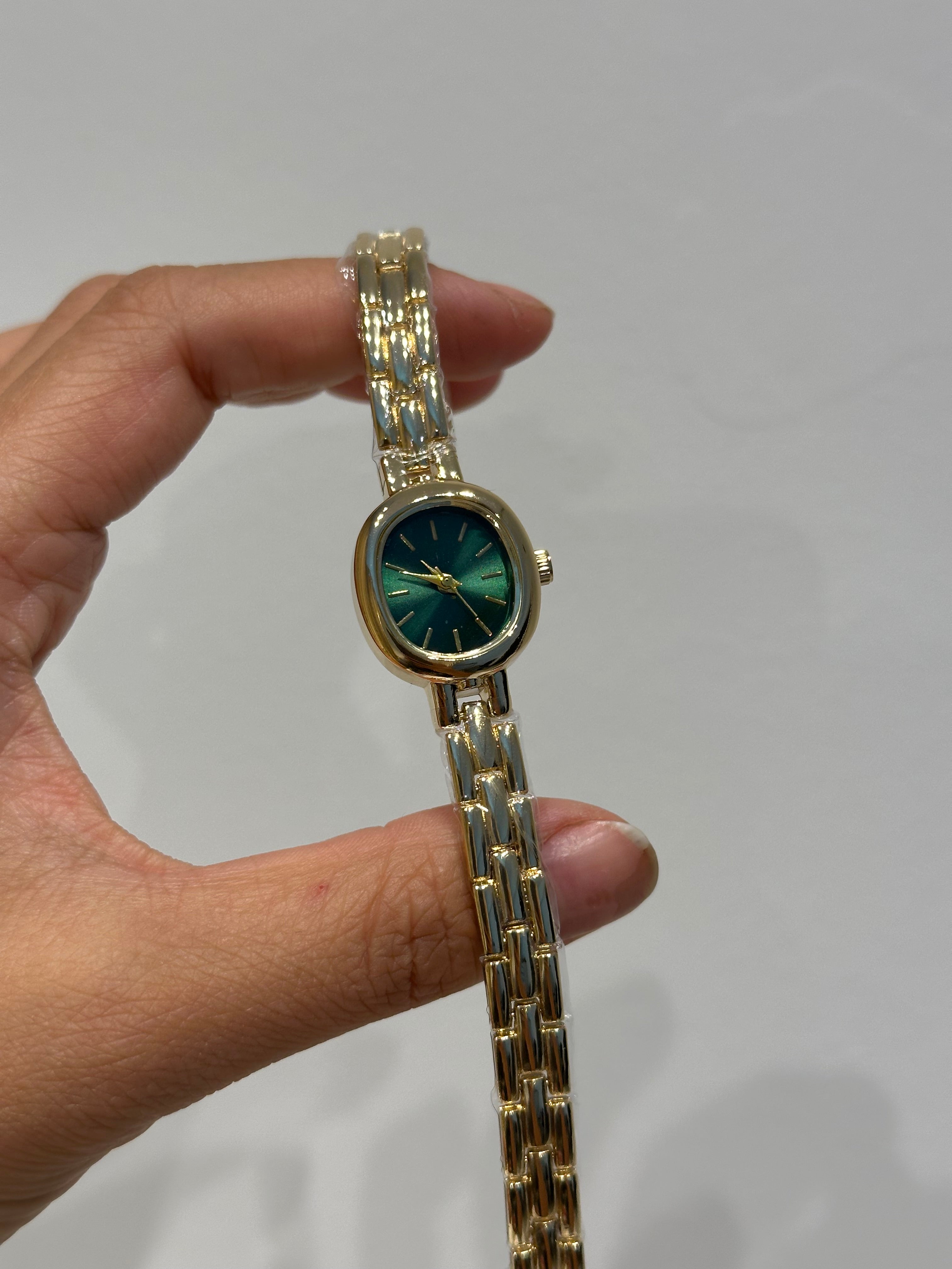Gold Yeşil Kadran Saat Vintage