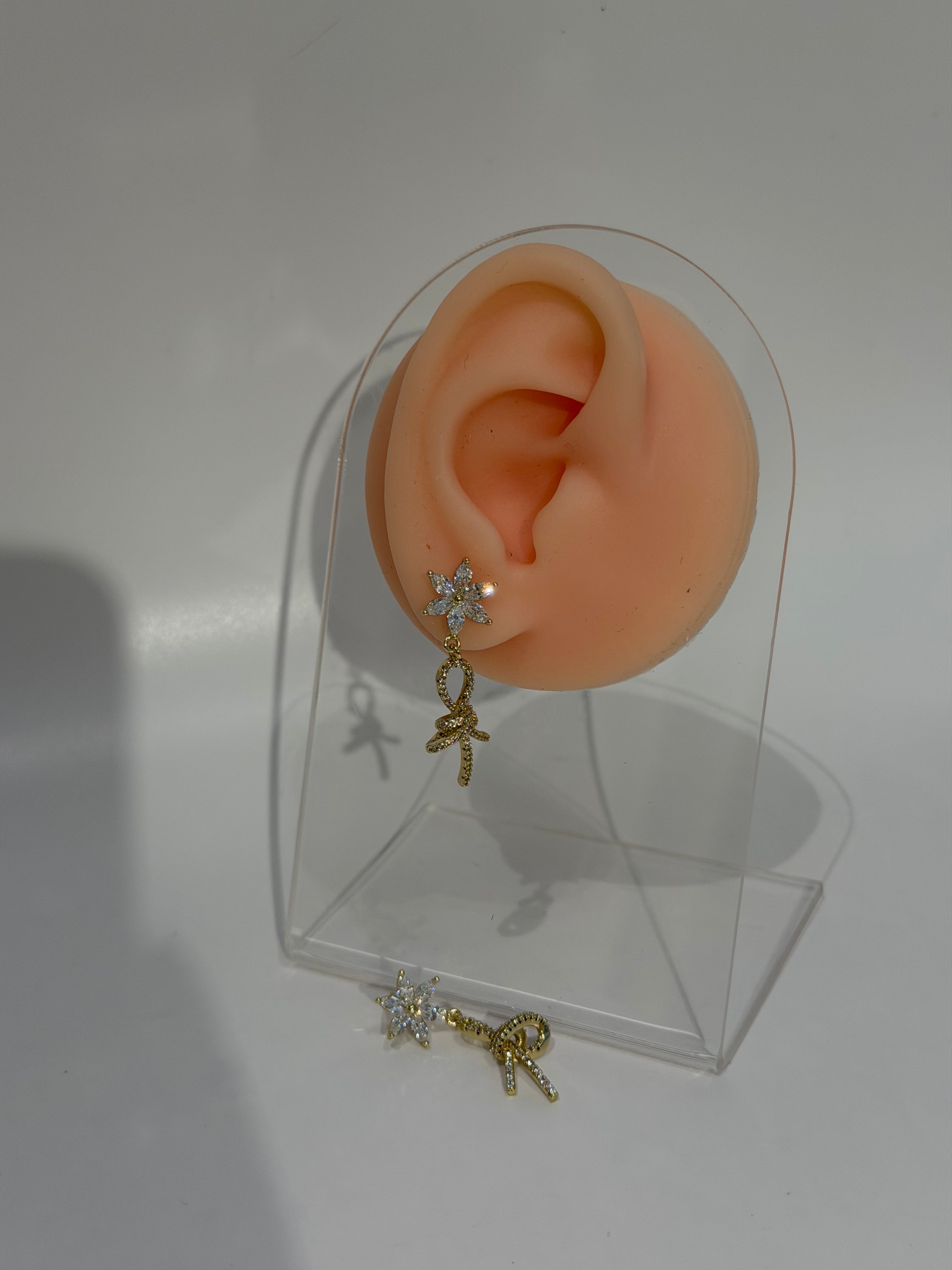 Çiçek Zirkon Taş Düğüm Küpe Xuping