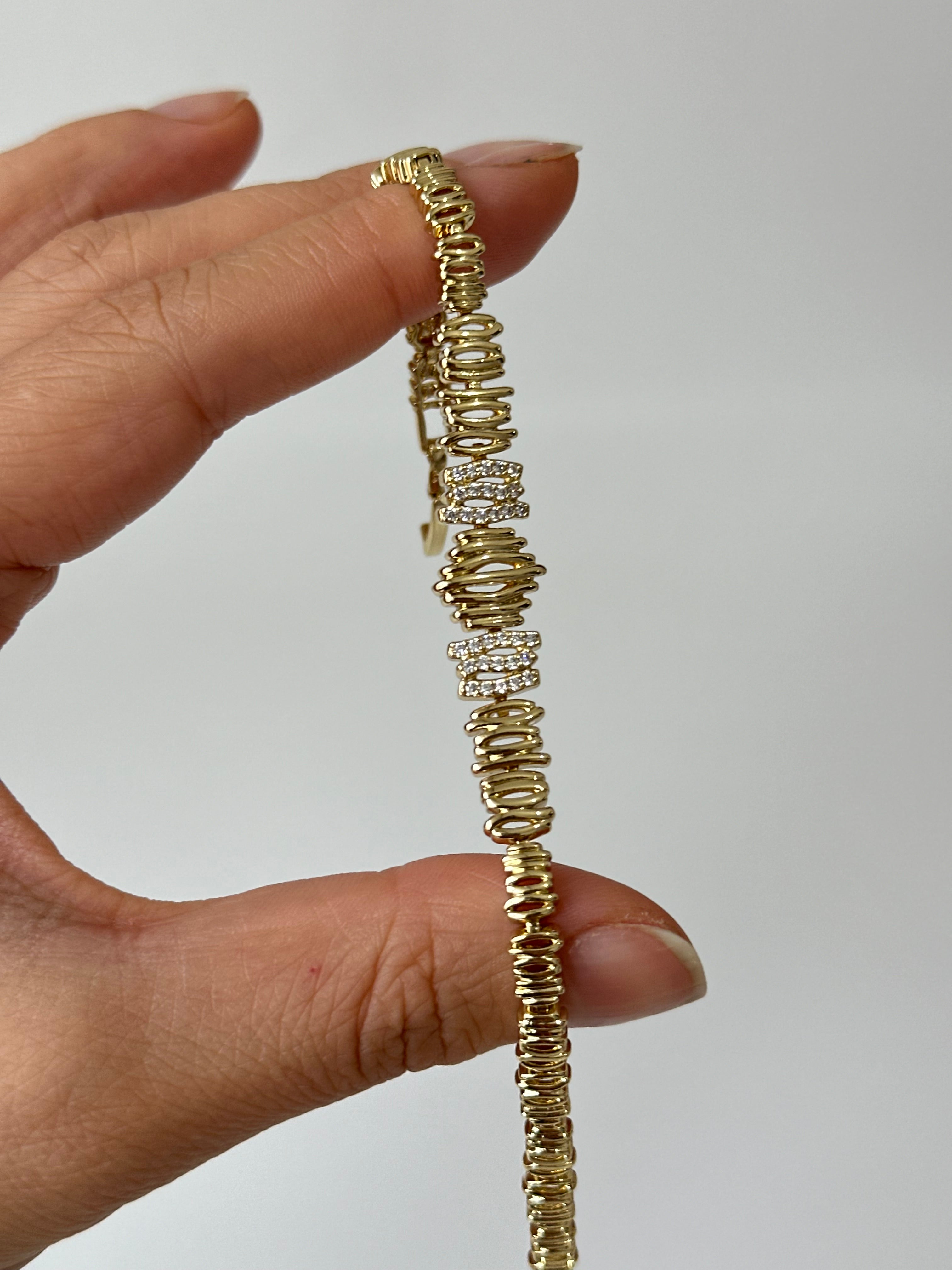 Zikzak Taş İşleme Xuping Bileklik 14k