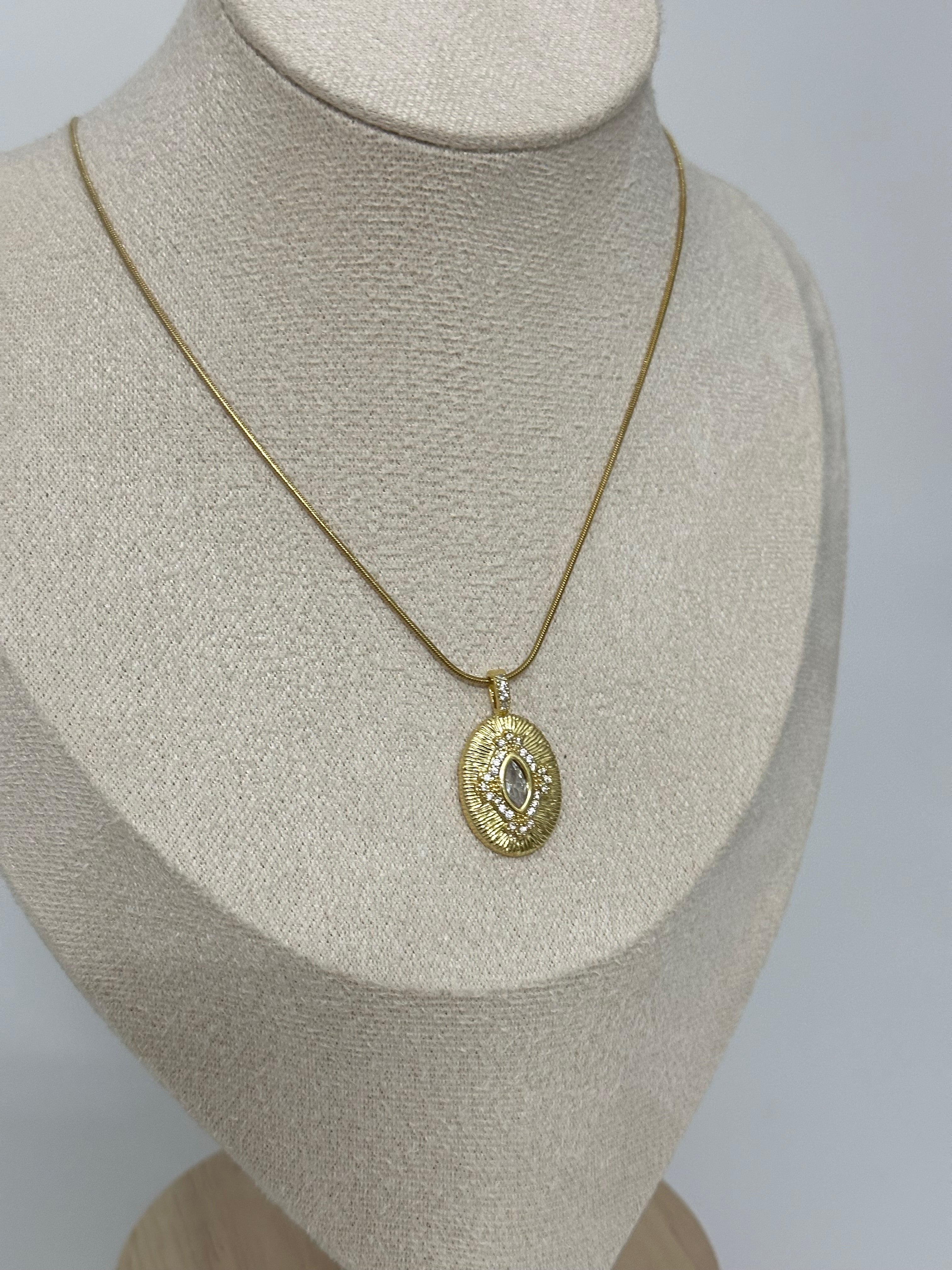 Vintage elips kolye çelik