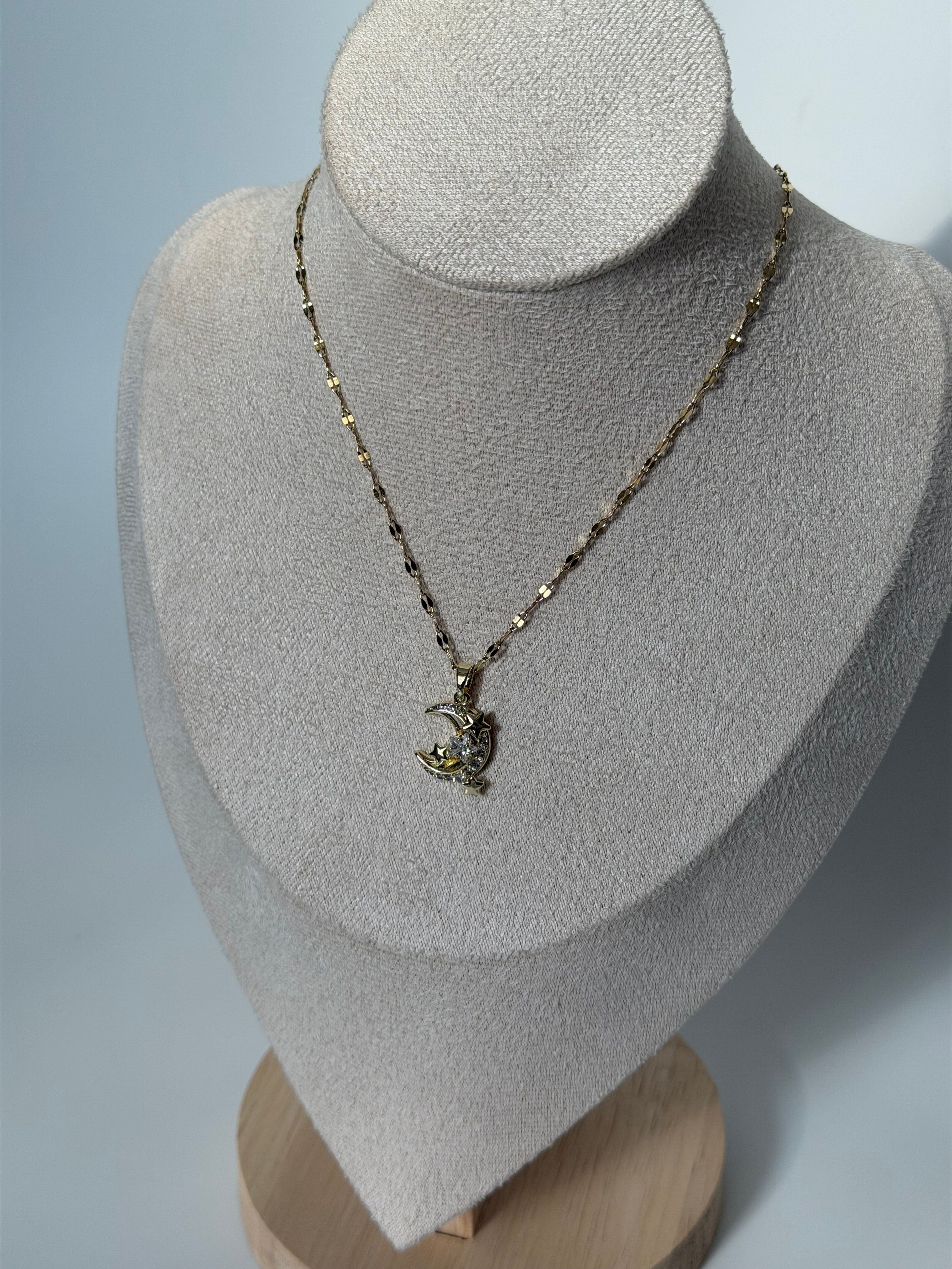 Hilal Yıldız İşleme Kolye Çelik