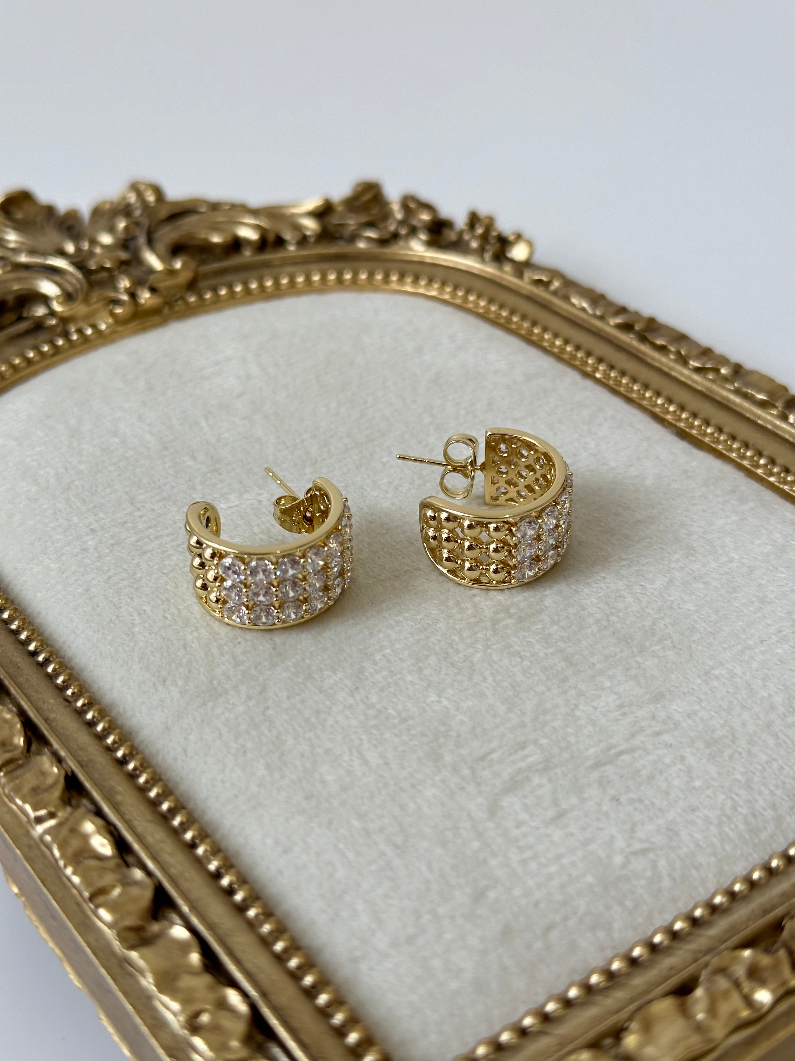 Su Yolu Taş Dolgu Halka Küpe