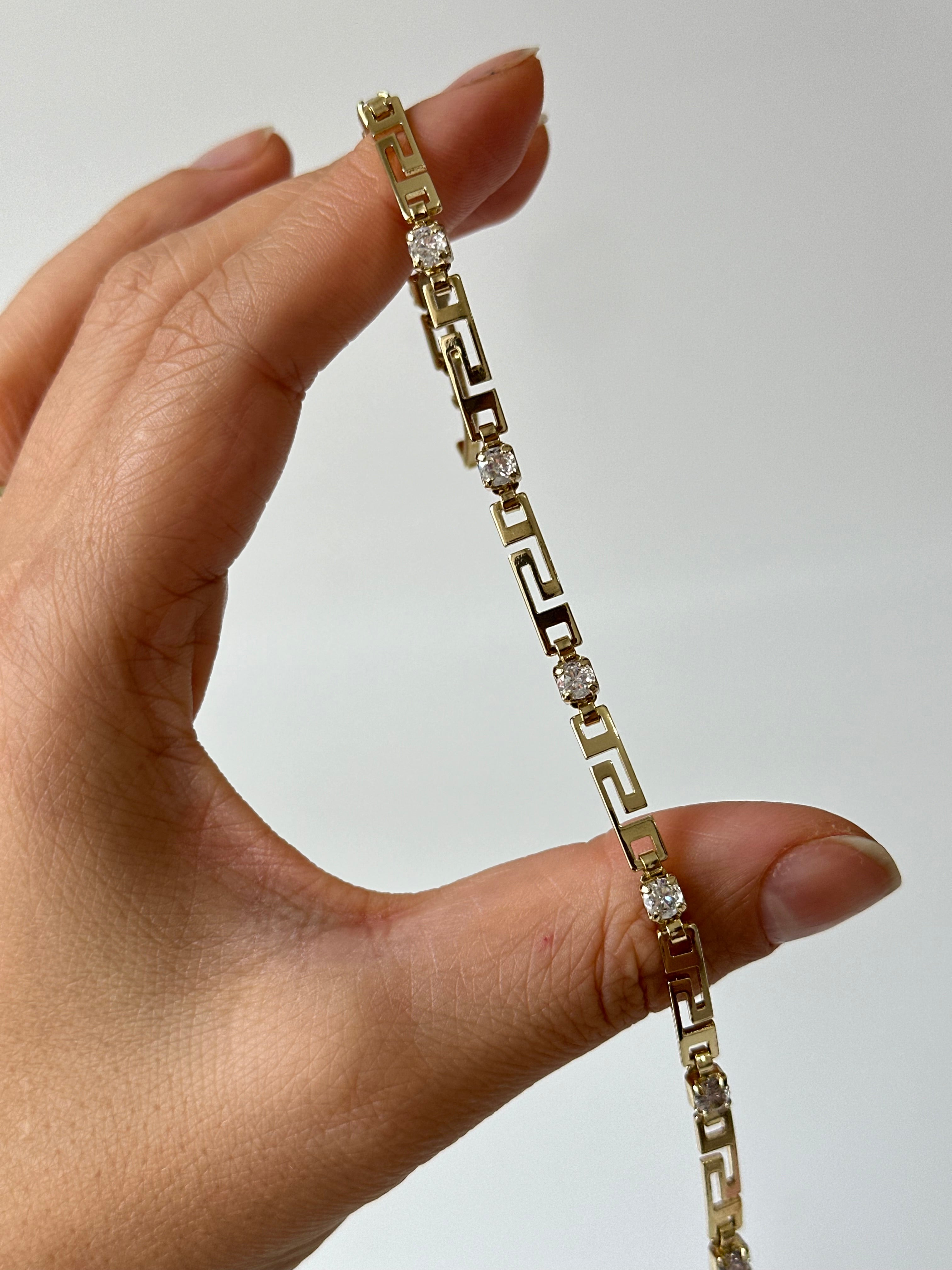 Vintage Zikzak Plaka Taş Bileklik xuping