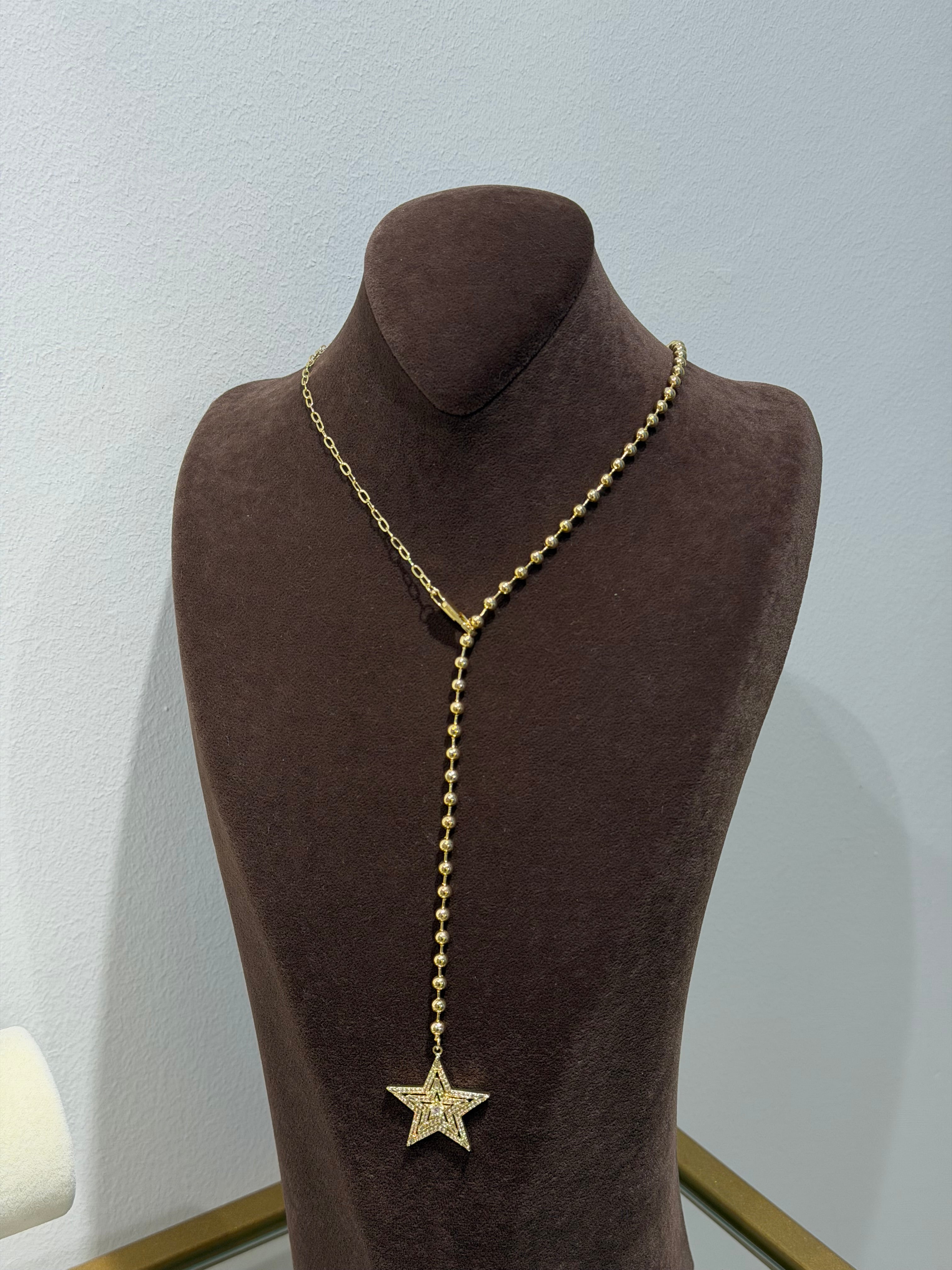 Yıldız topcuk Zincir Dekolte Kolye