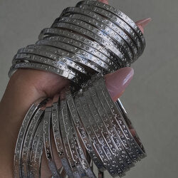 Yıldız kabartma silver kelepçe