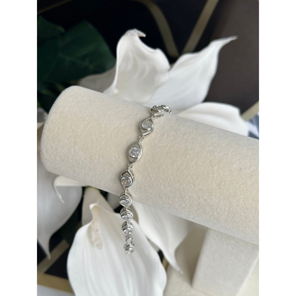 Göz detay silver bileklik ithal