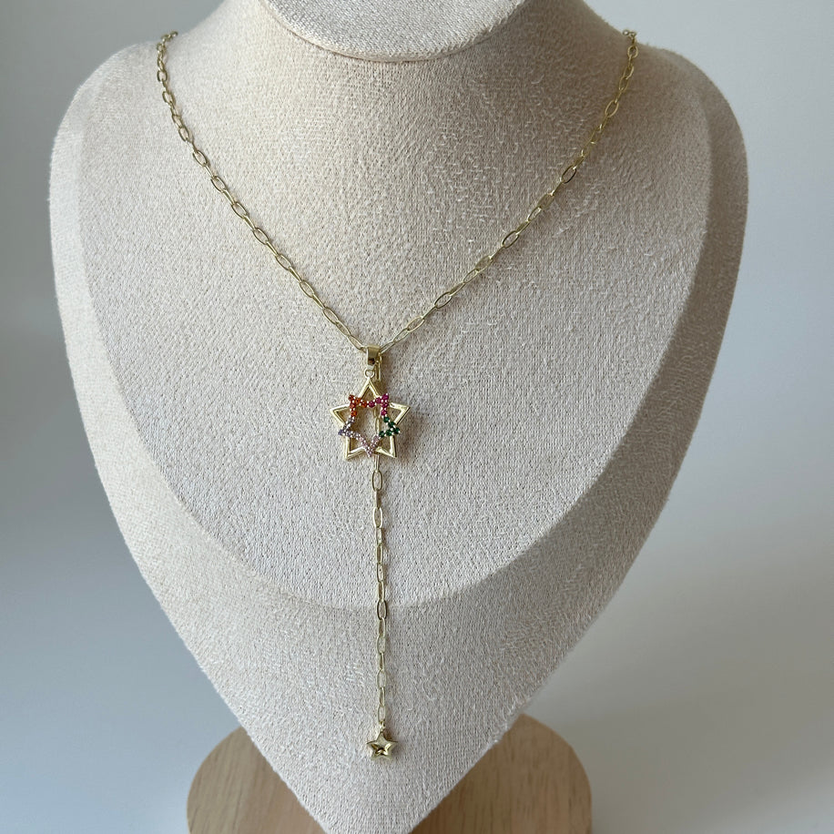 Renkli yıldız dekolte kolye ithal