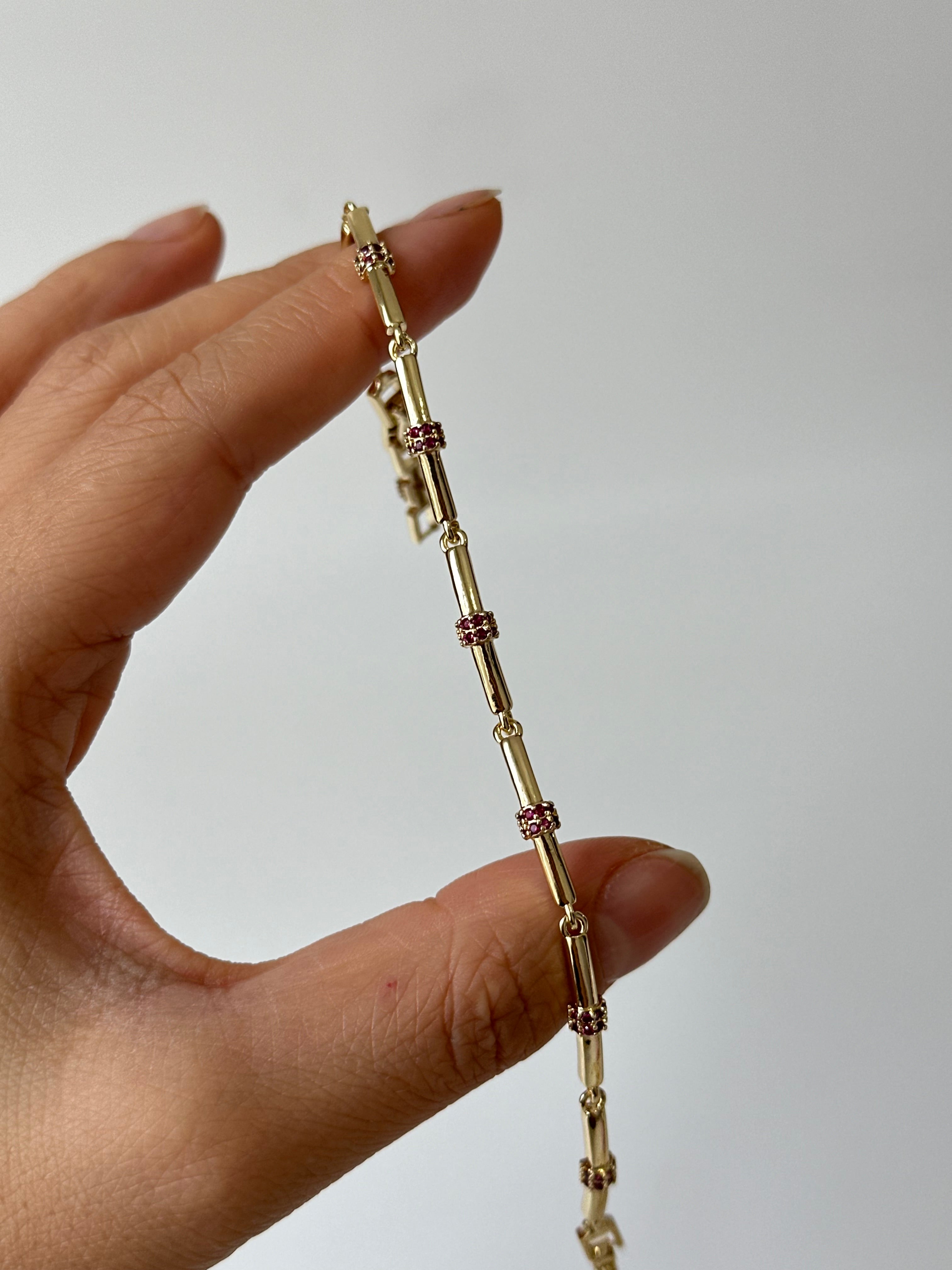 Pink Taş Detay Bileklik 14k