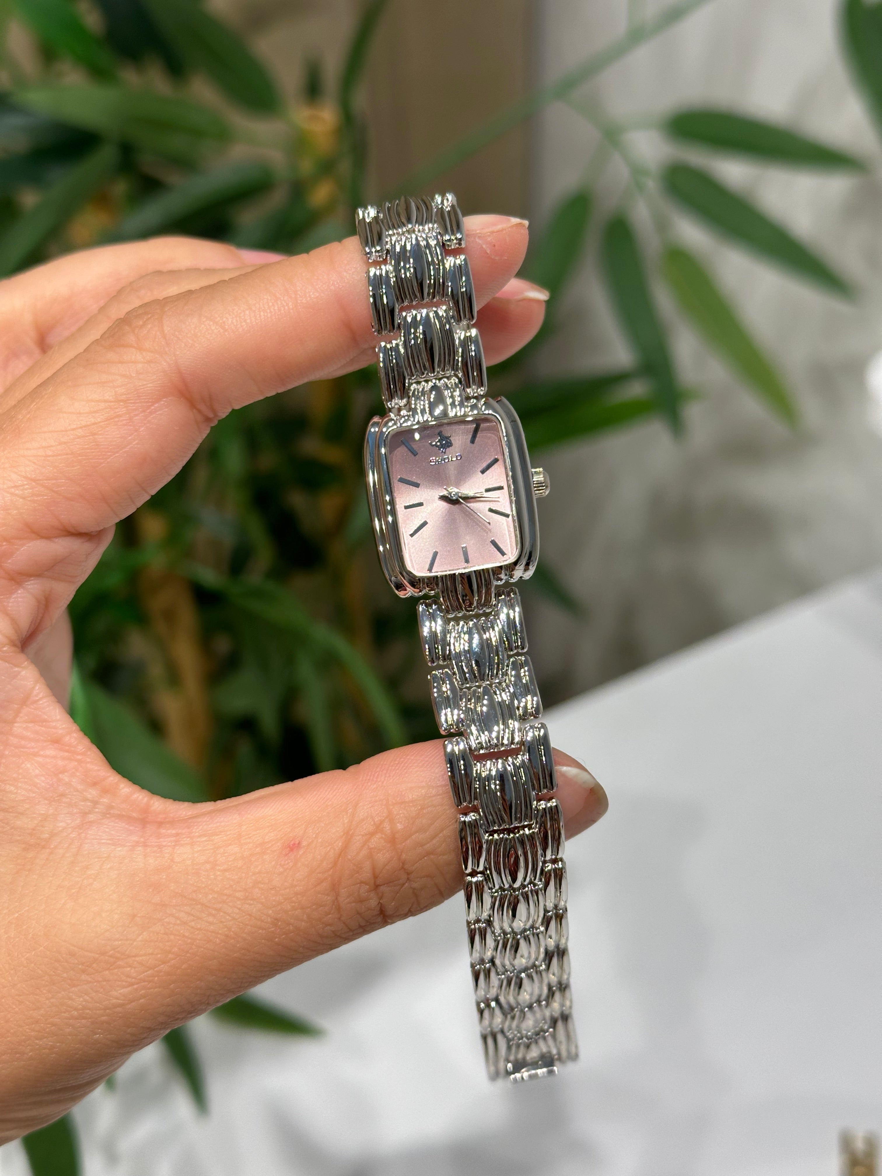 Silver Pembe Kadran Vintage Saat