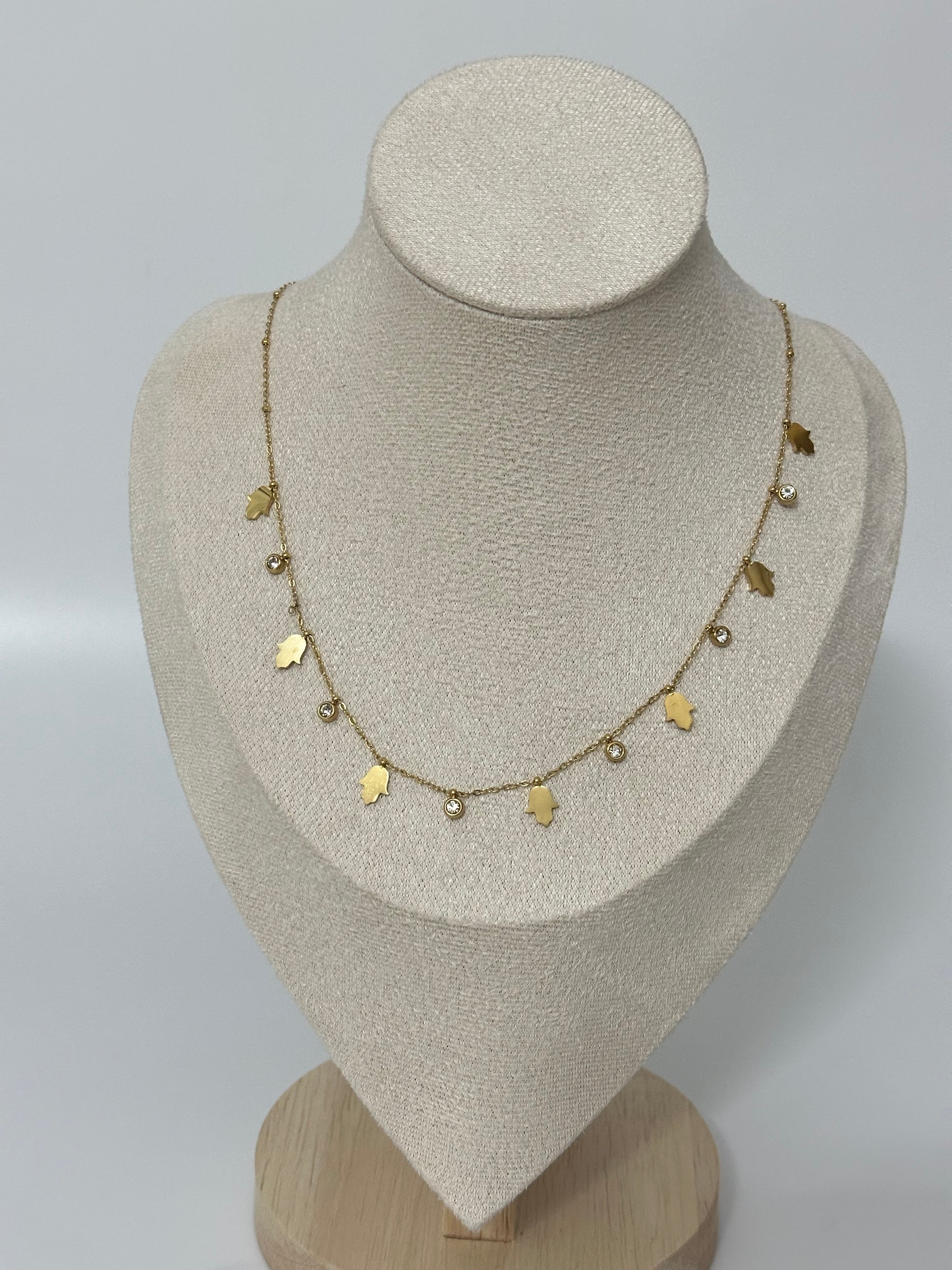 Hamsa charm detay çelik kolye