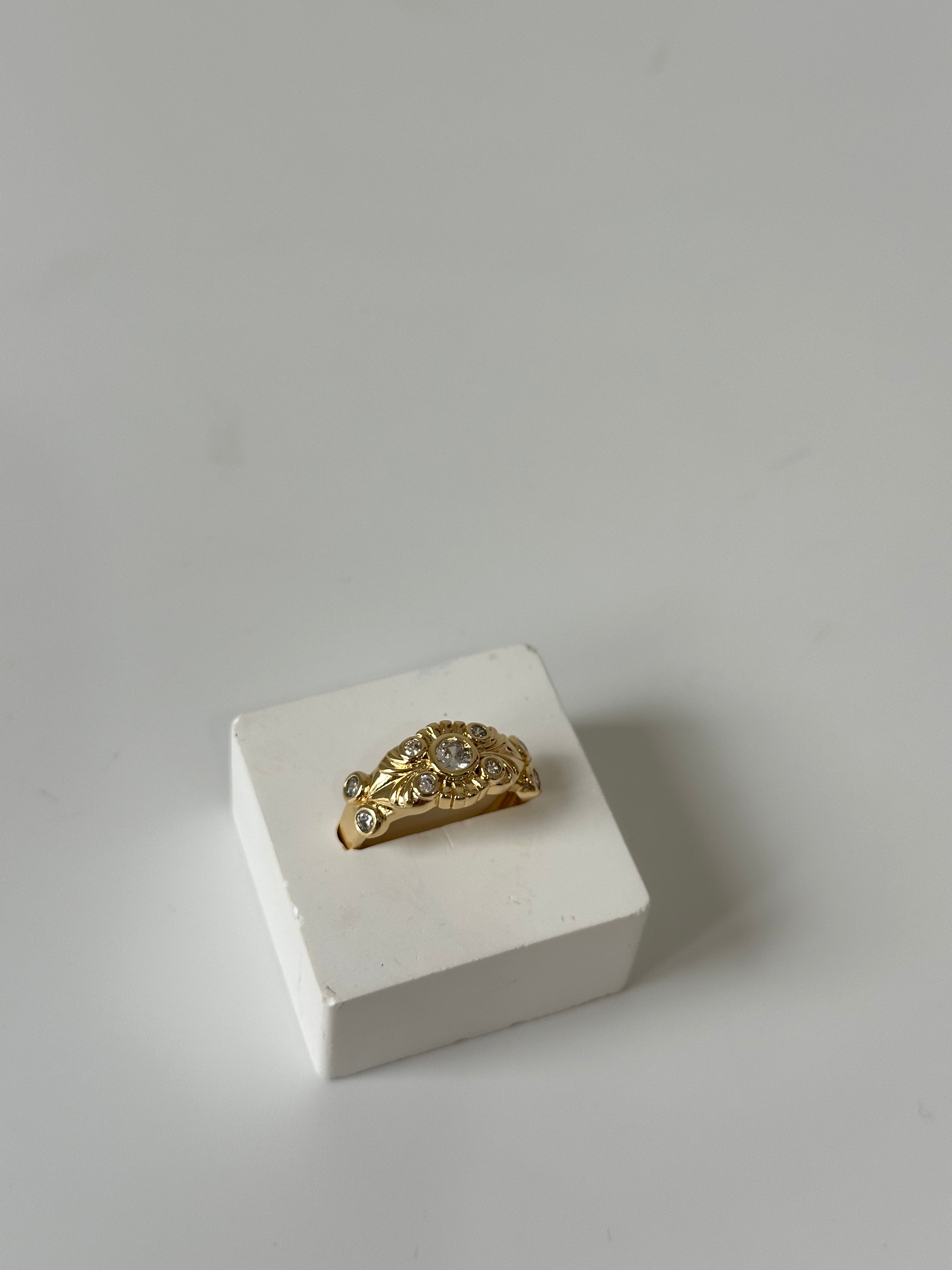 Vintage Taş İşleme Desenli Yüzük