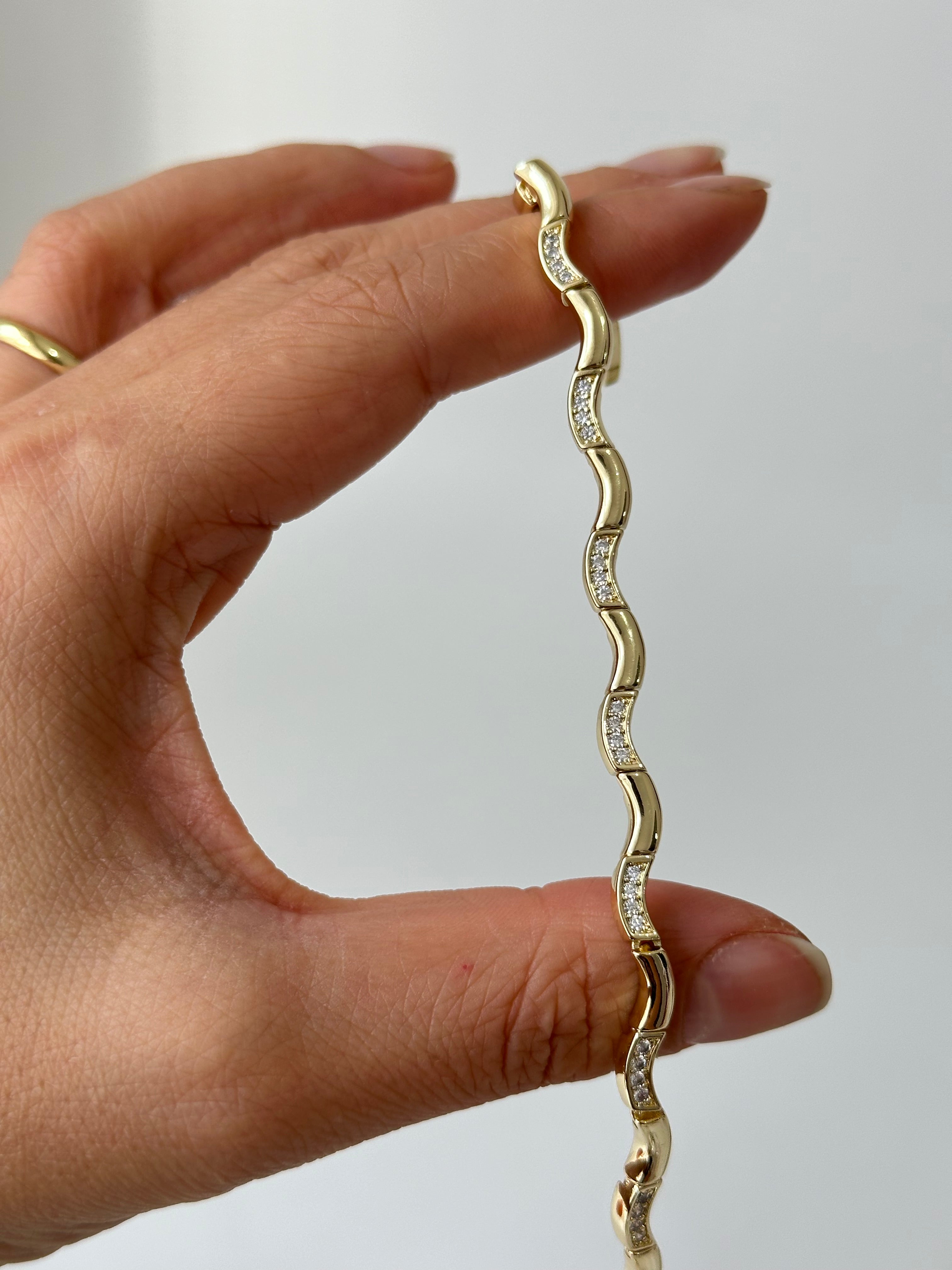 S Taş Detay 14k Bileklik