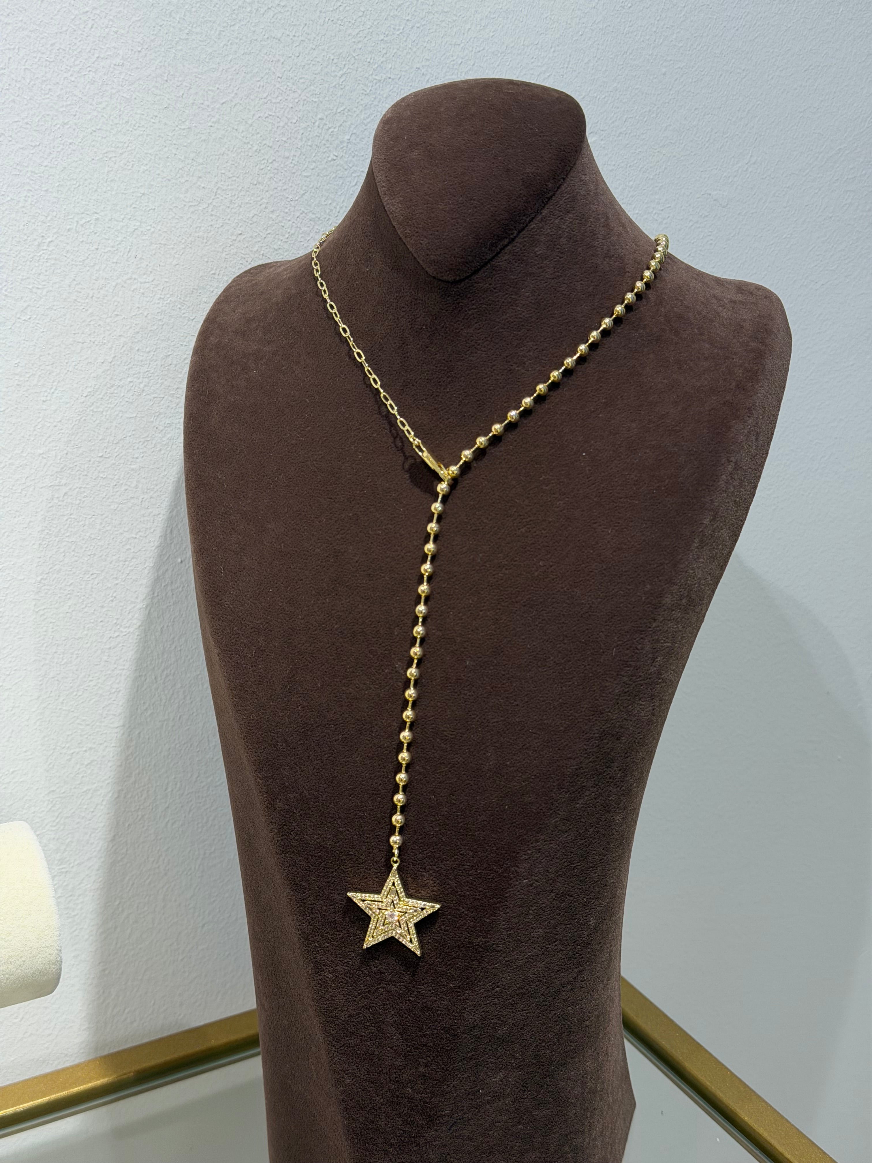 Yıldız topcuk Zincir Dekolte Kolye