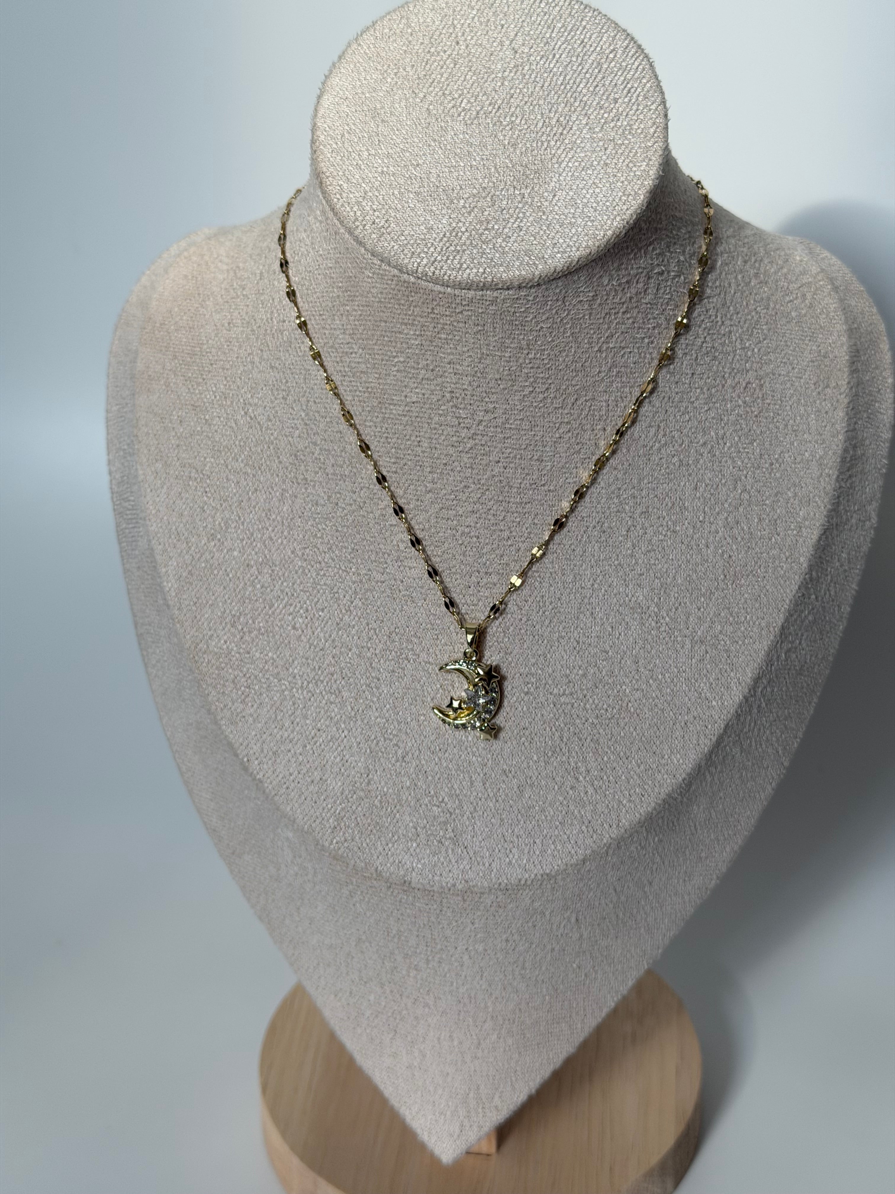 Hilal Yıldız İşleme Kolye Çelik