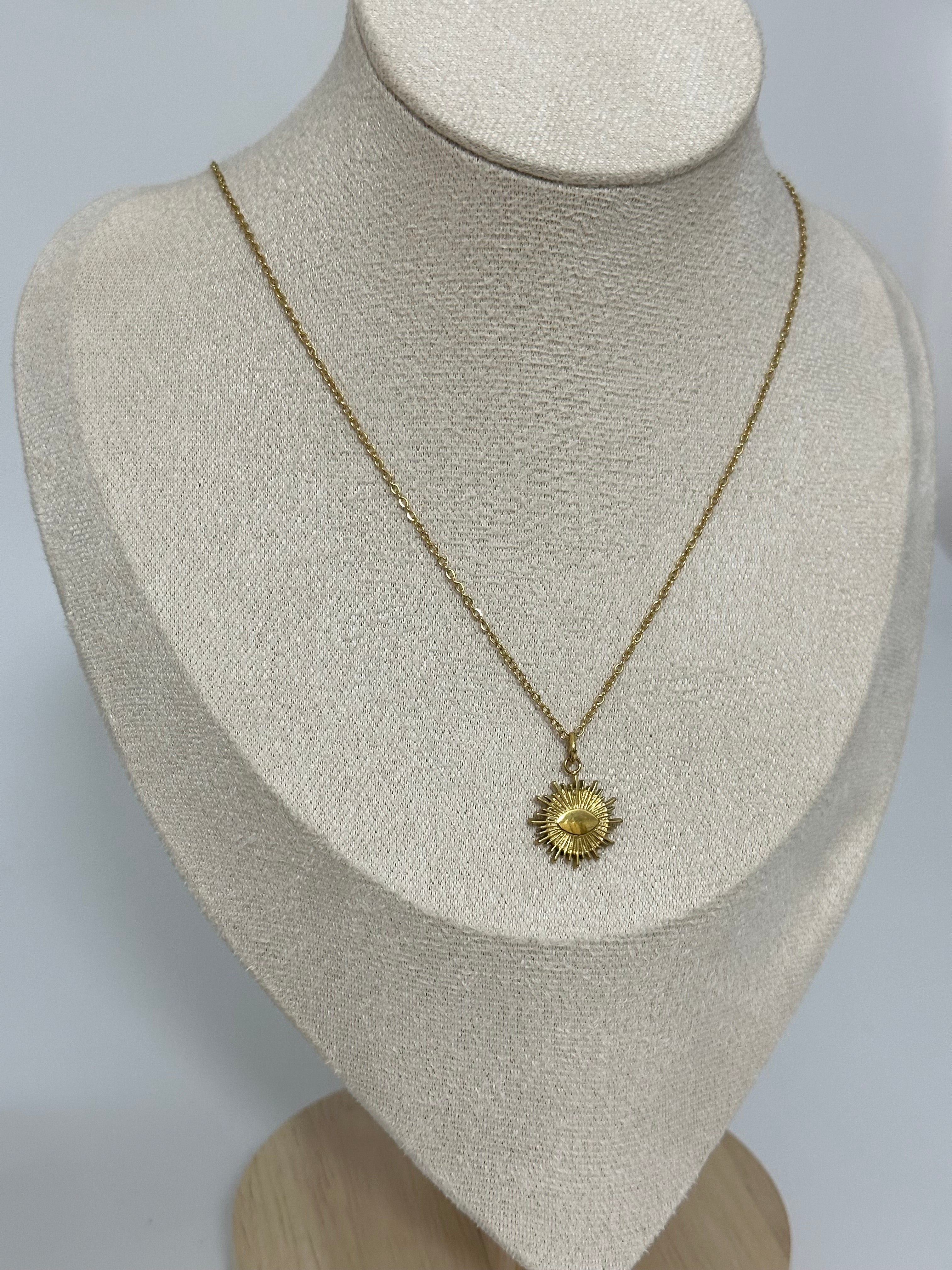 Vintage güneş çelik kolye