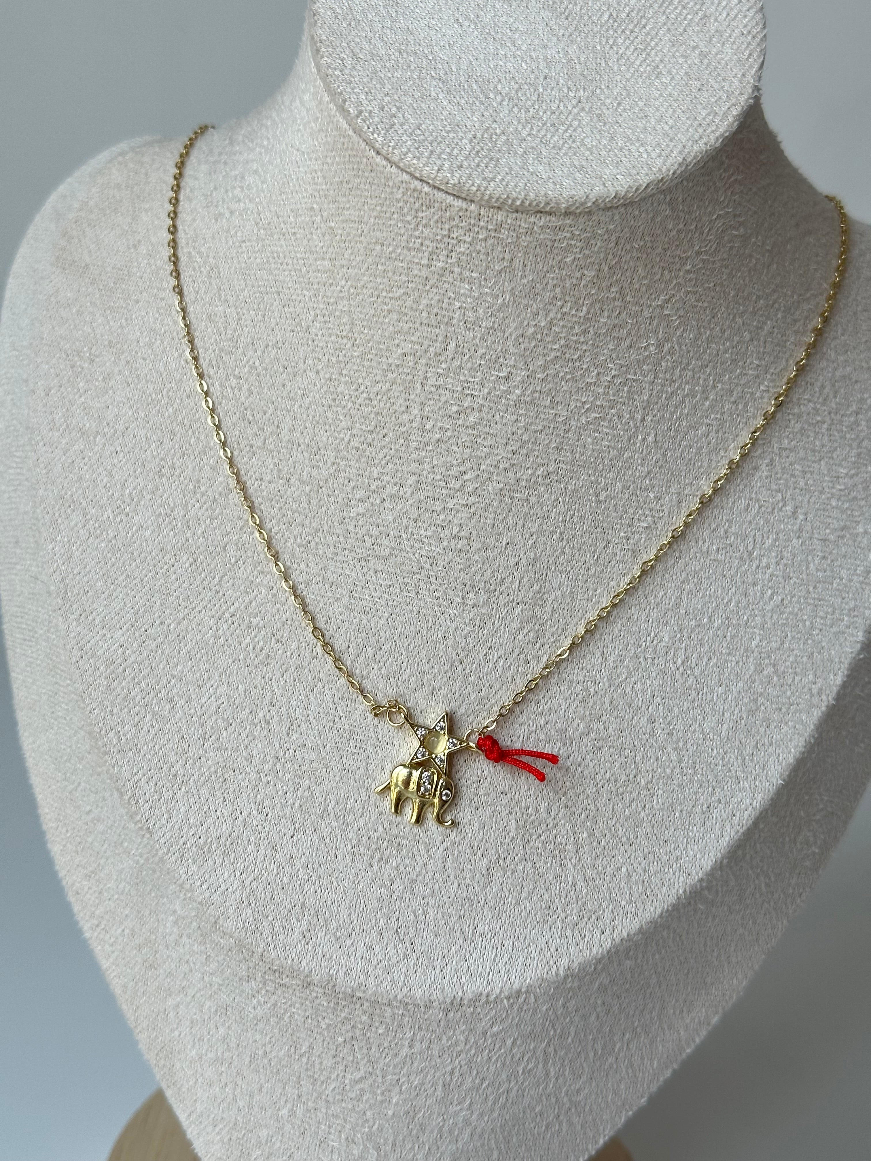 Yıldızlı Fil Şans Kolyesi Çelik