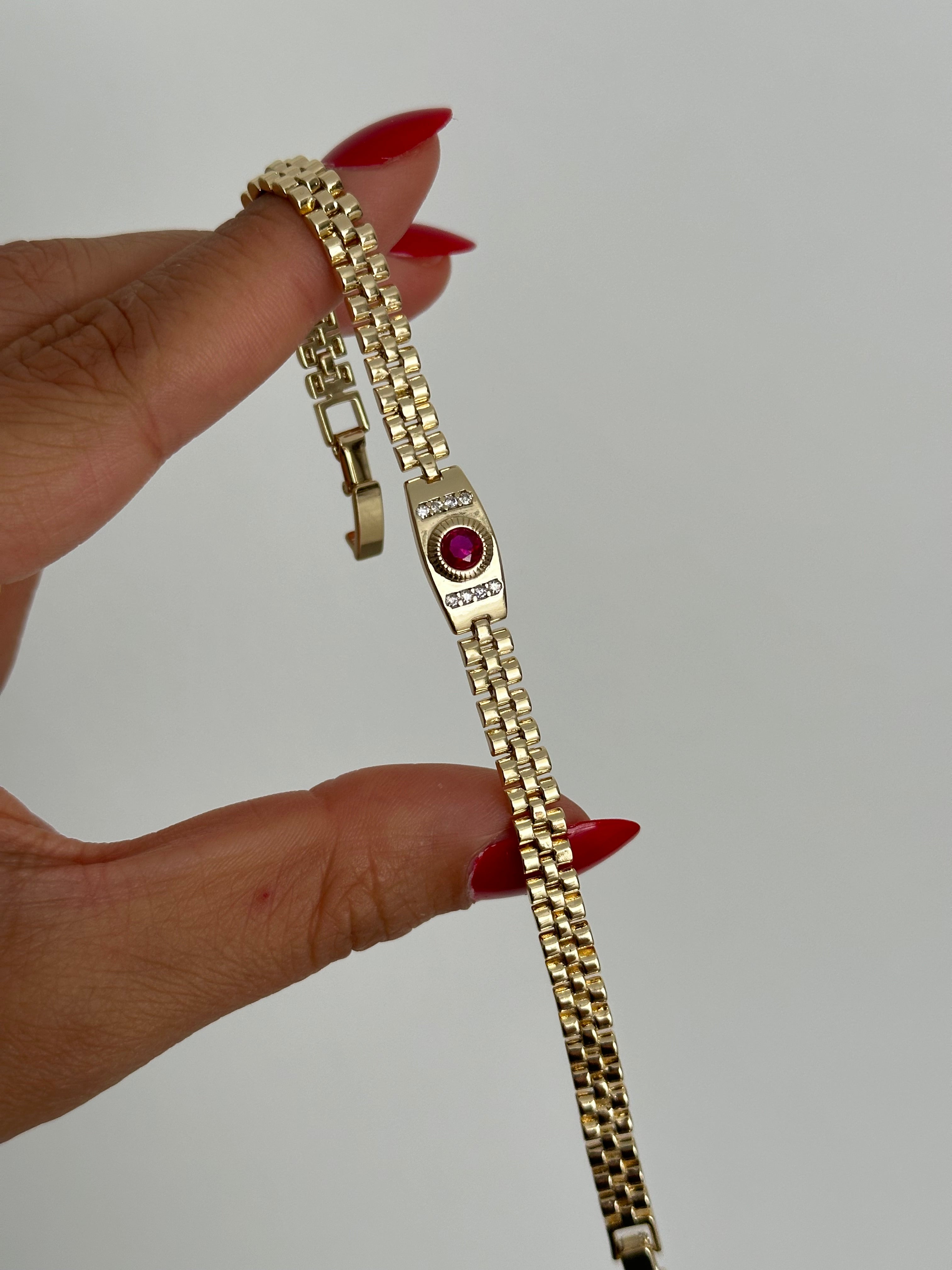 Vintage Pink Taş Kordon Bileklik