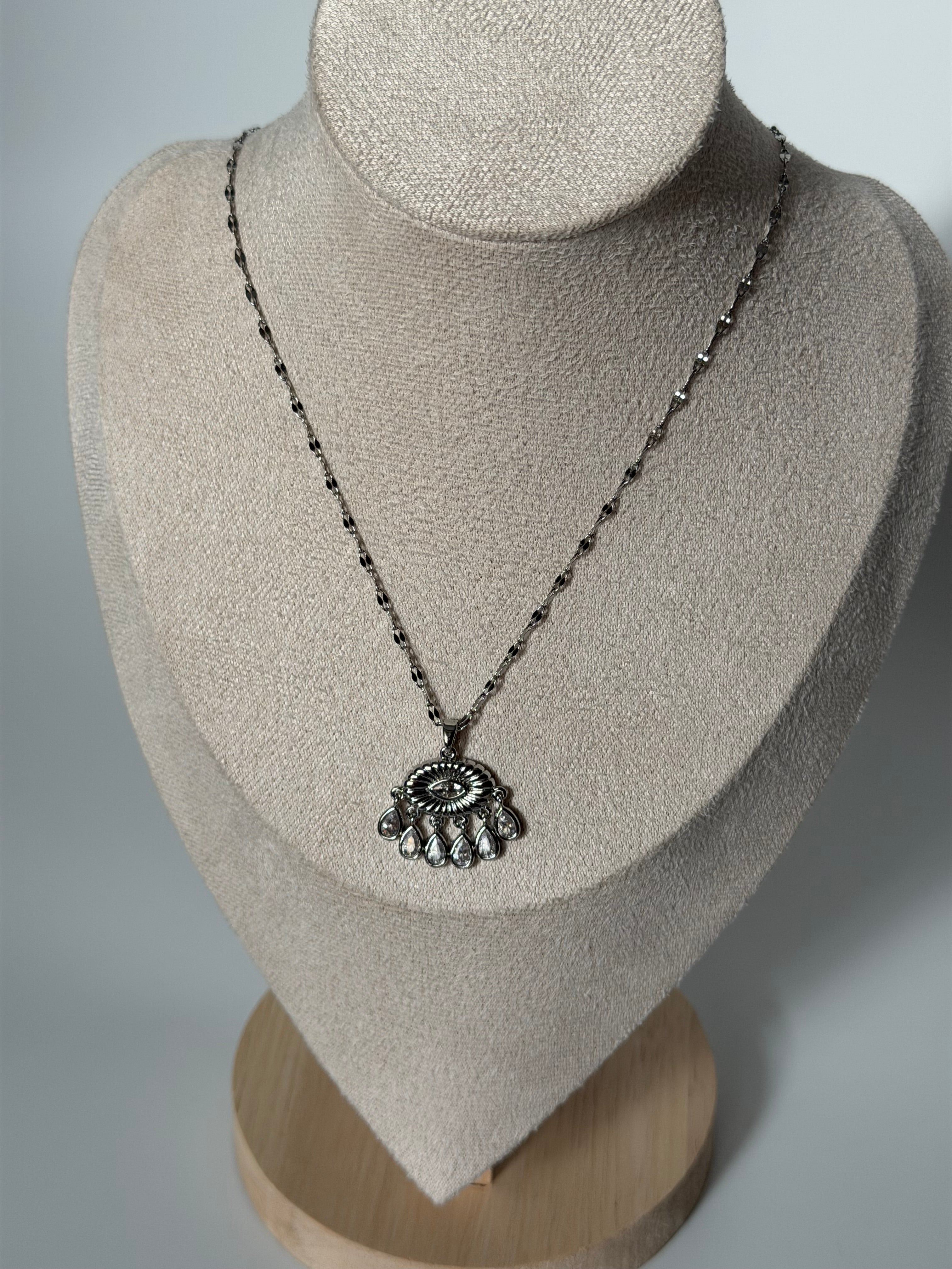 Silver Damla Göz Kolye Çelik