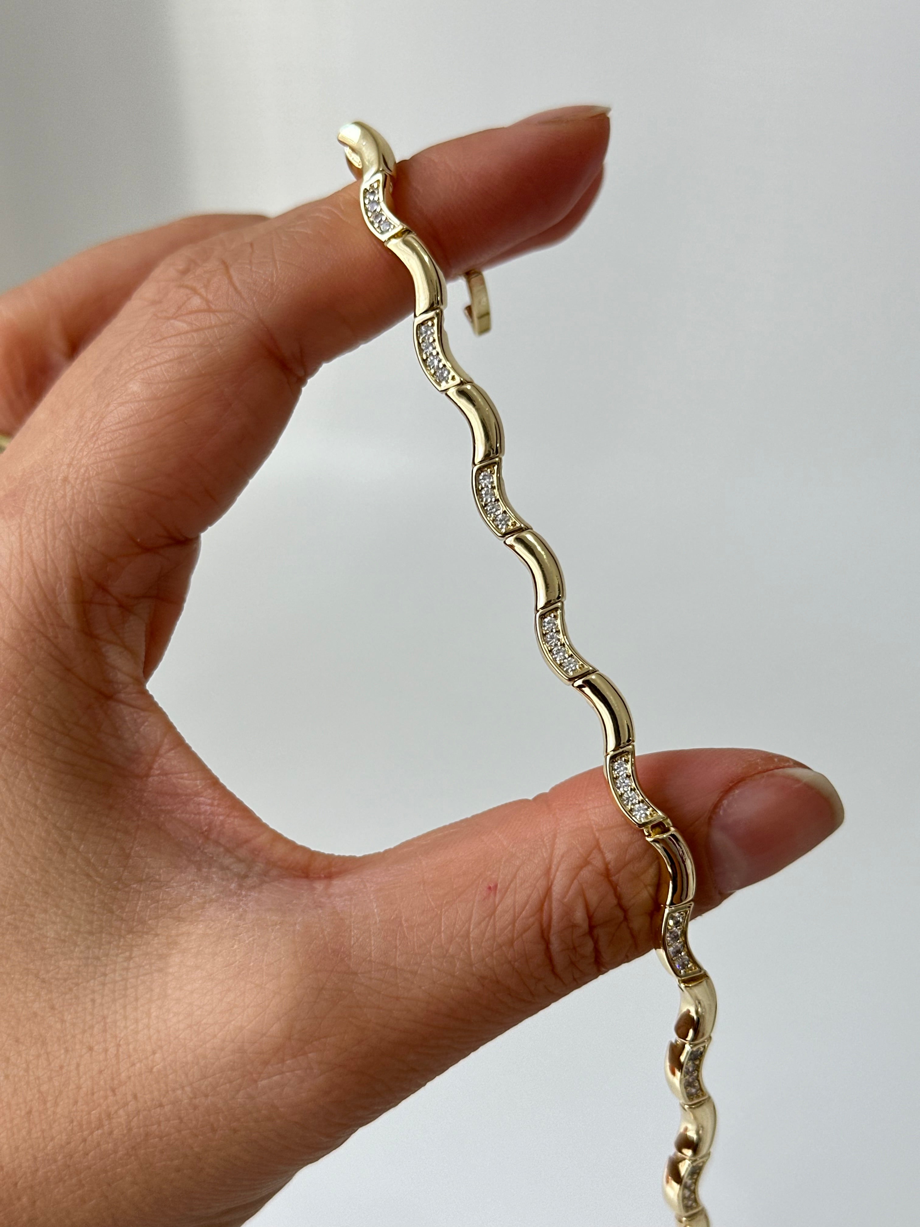 S Taş Detay 14k Bileklik