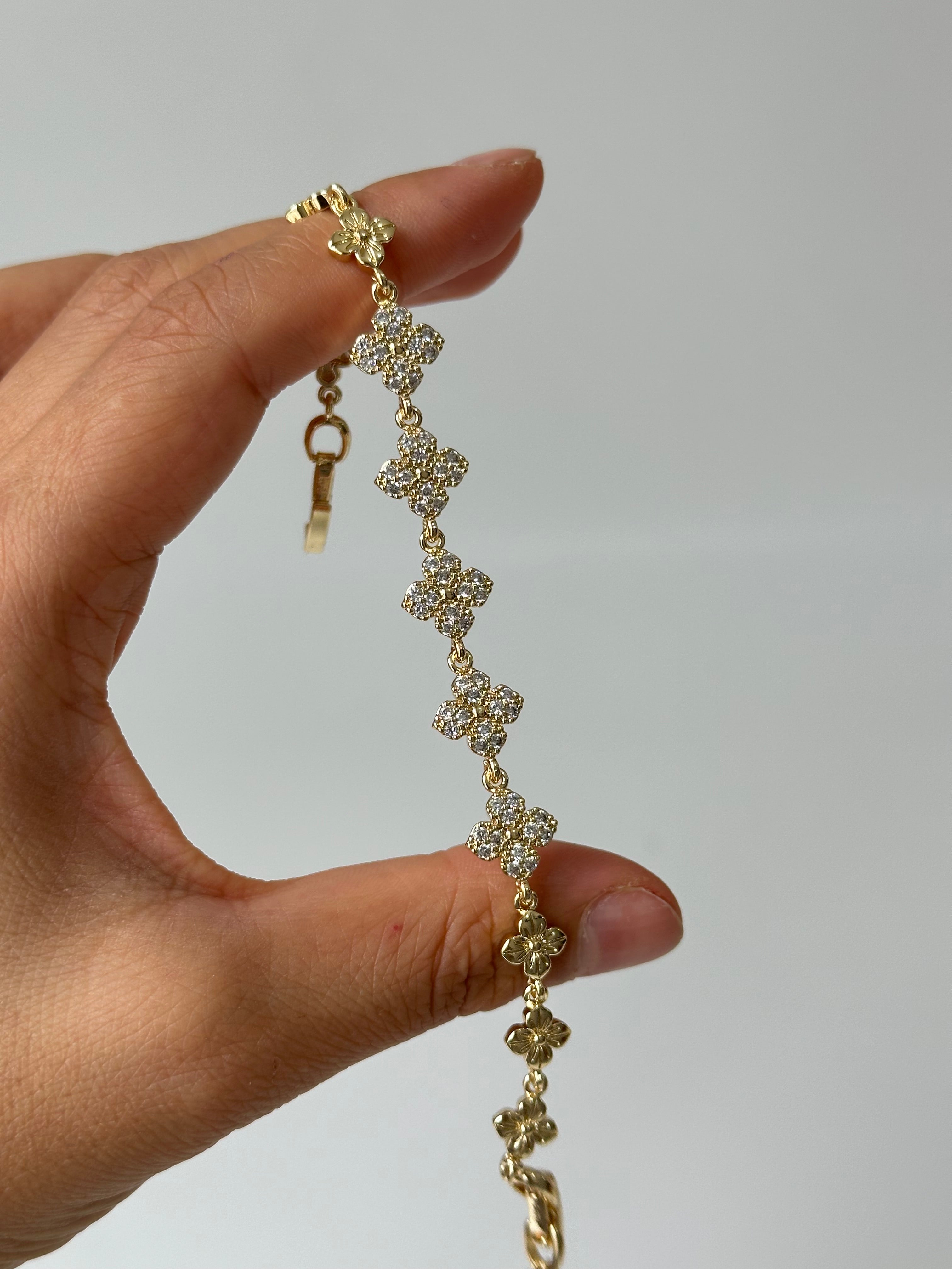 Çiçek Zirkon Taş 14k Bileklik