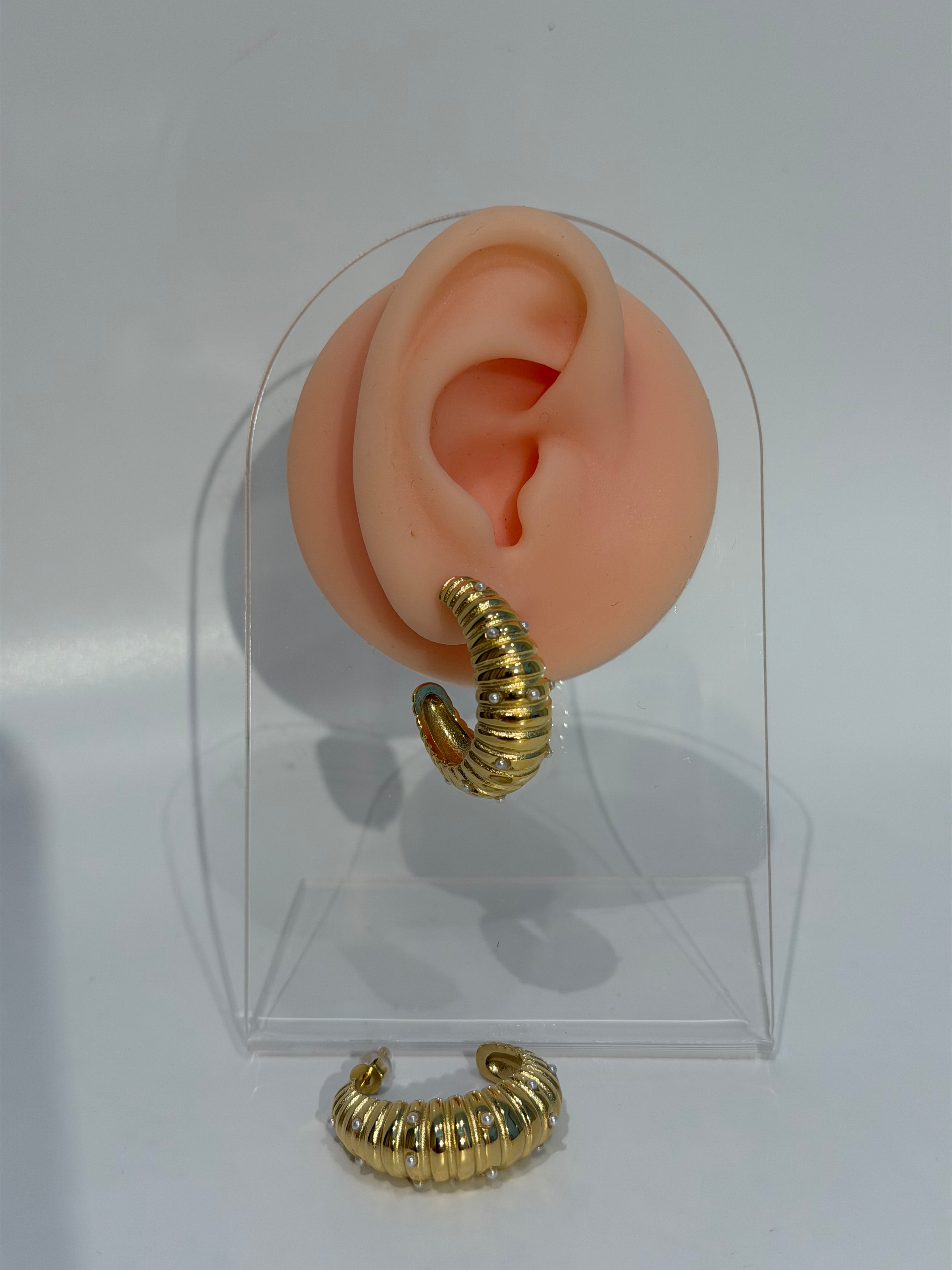 İnci İşleme Çelik Küpe