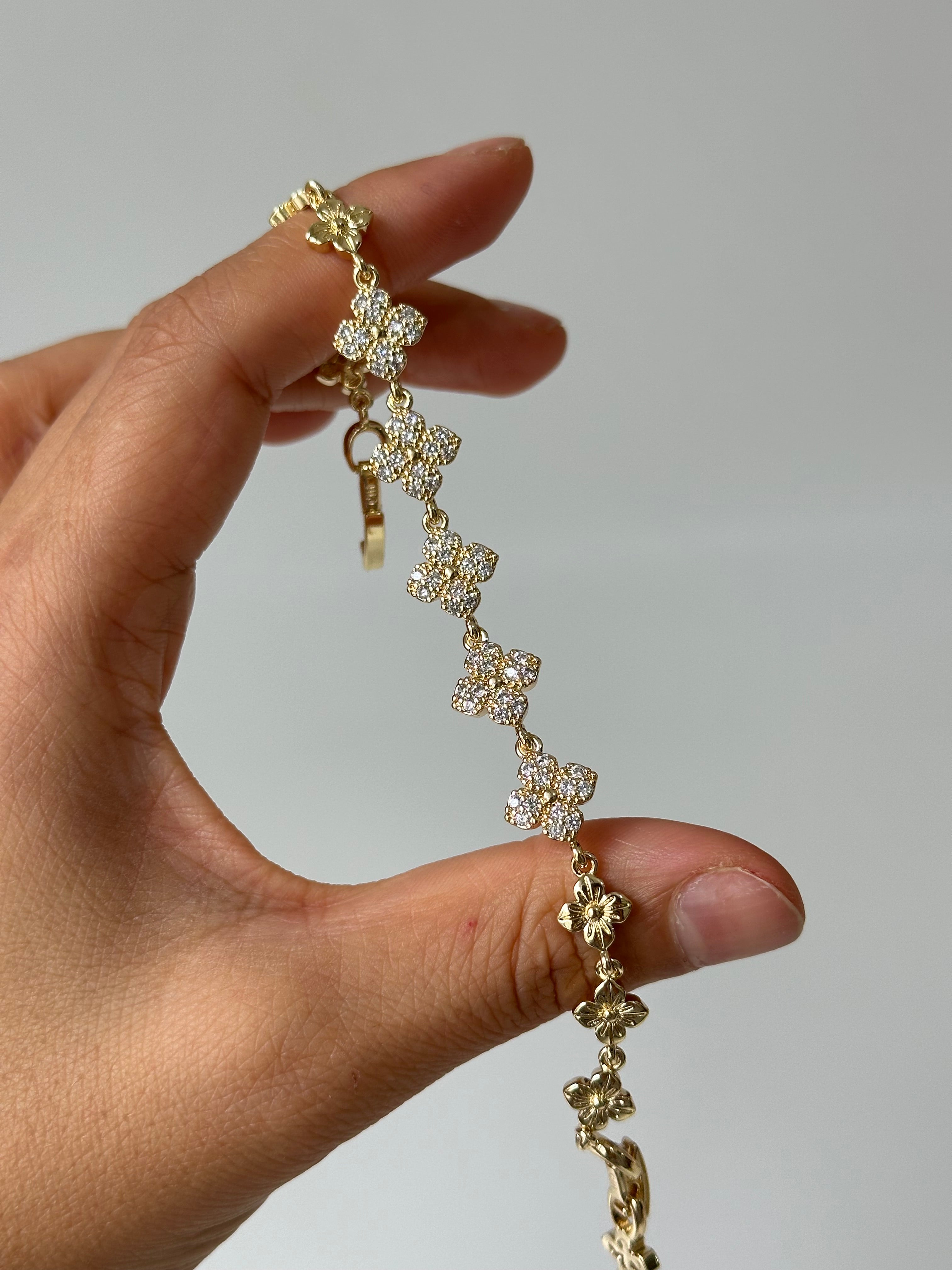 Çiçek Zirkon Taş 14k Bileklik