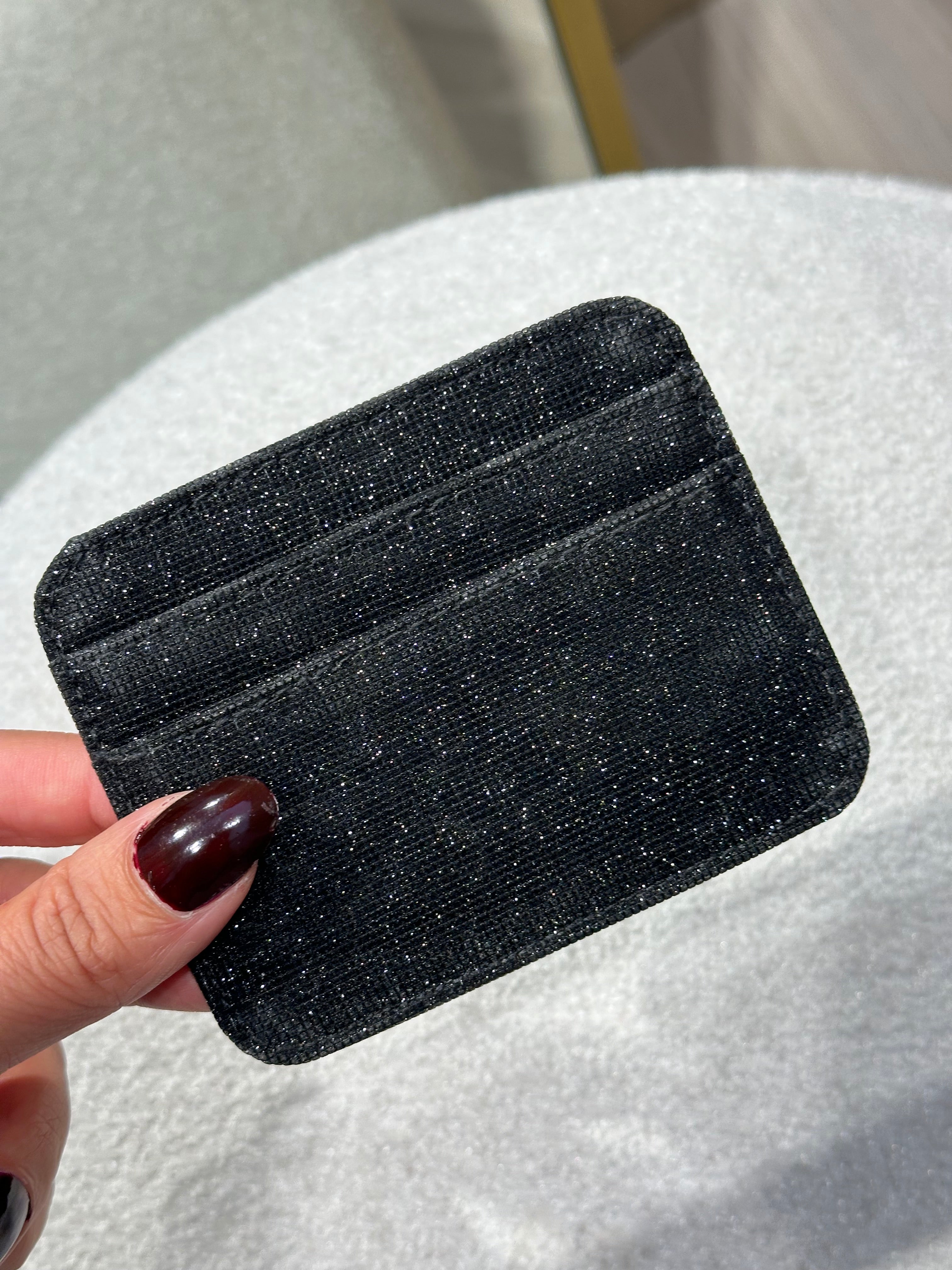 Siyah Işıltılı Kartlık Çanta