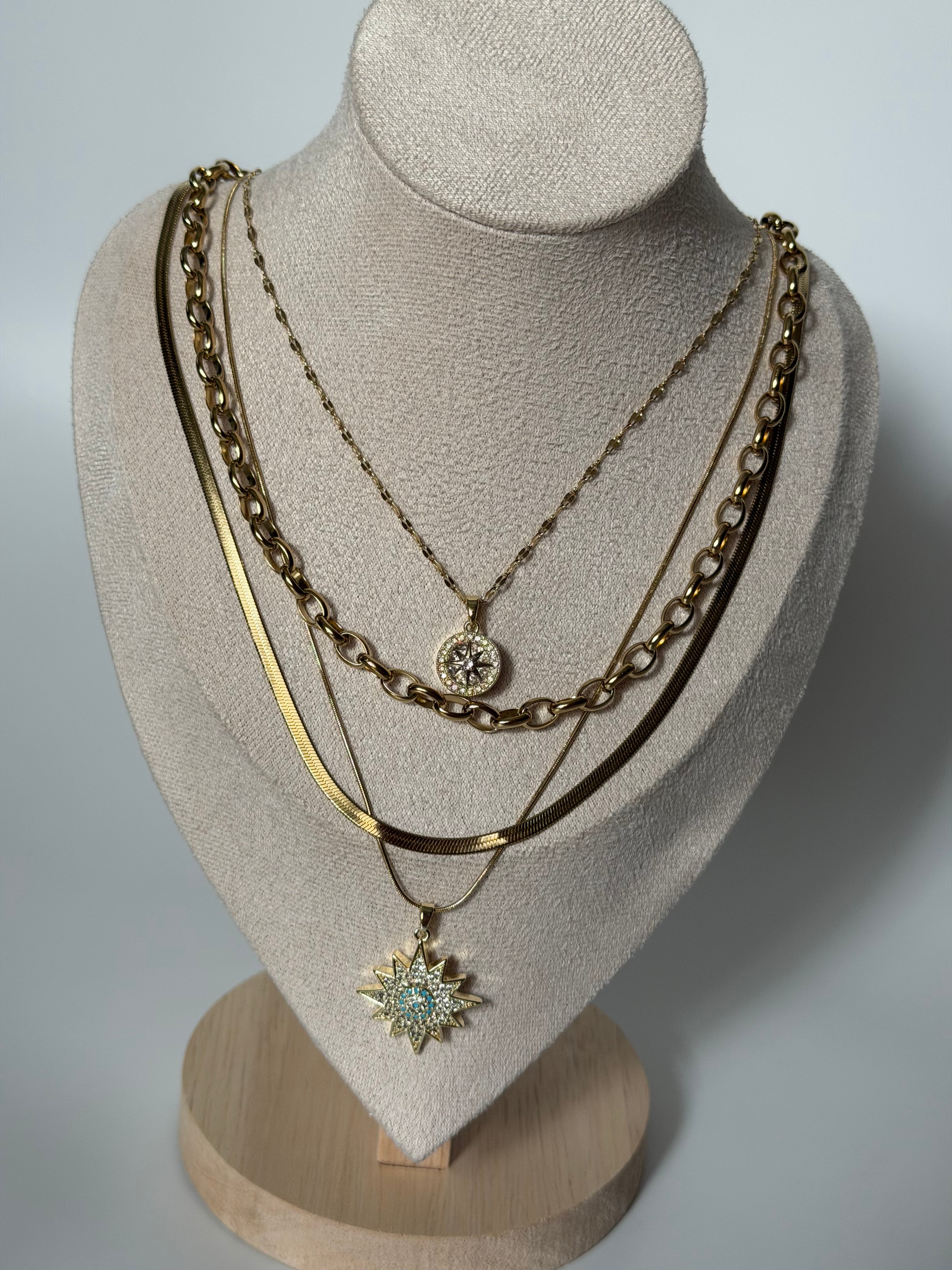 Kuzey Yıldız Set Çelik Kolye