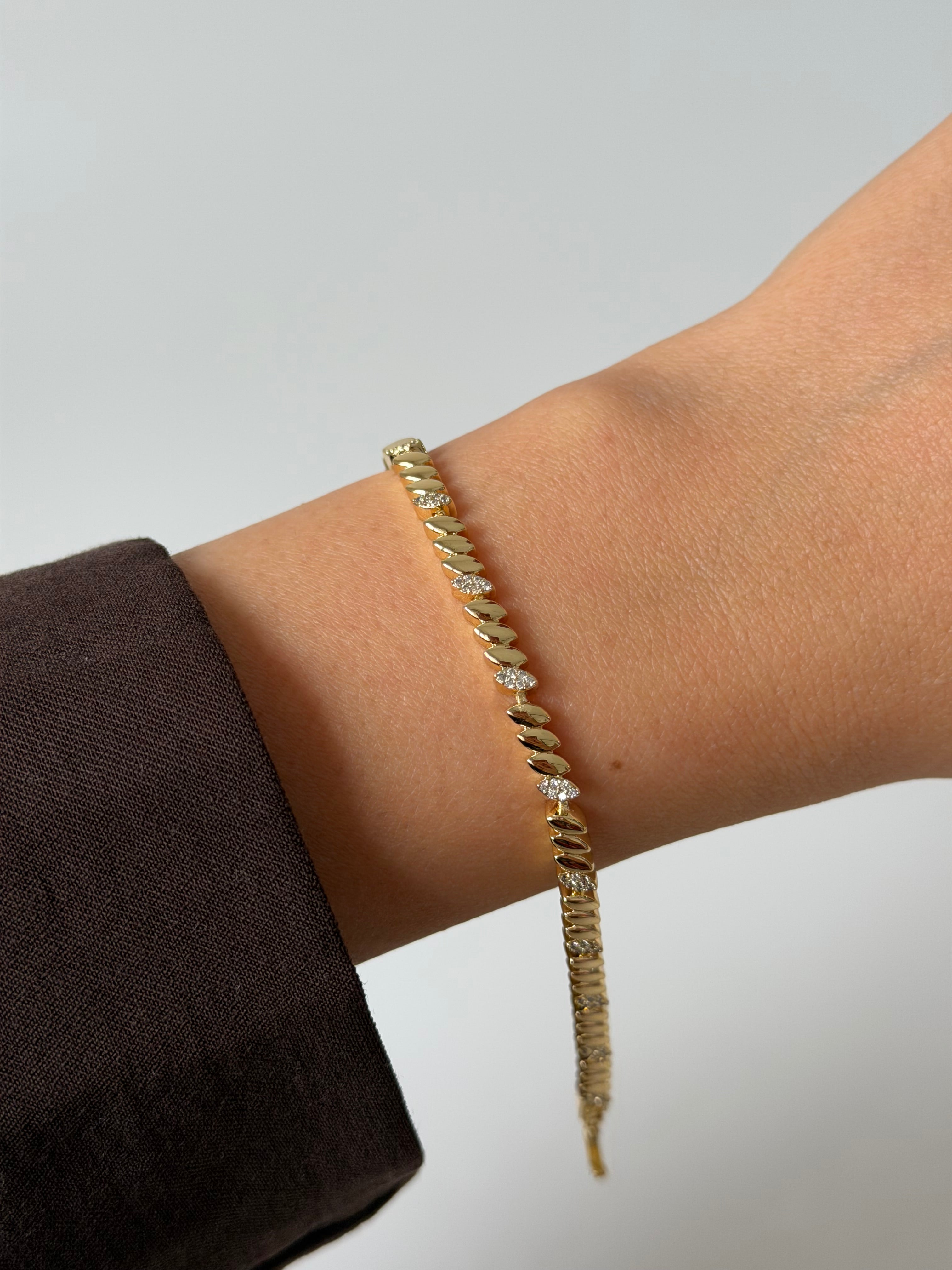 Elips taşlı Sıra Minimal Bileklik