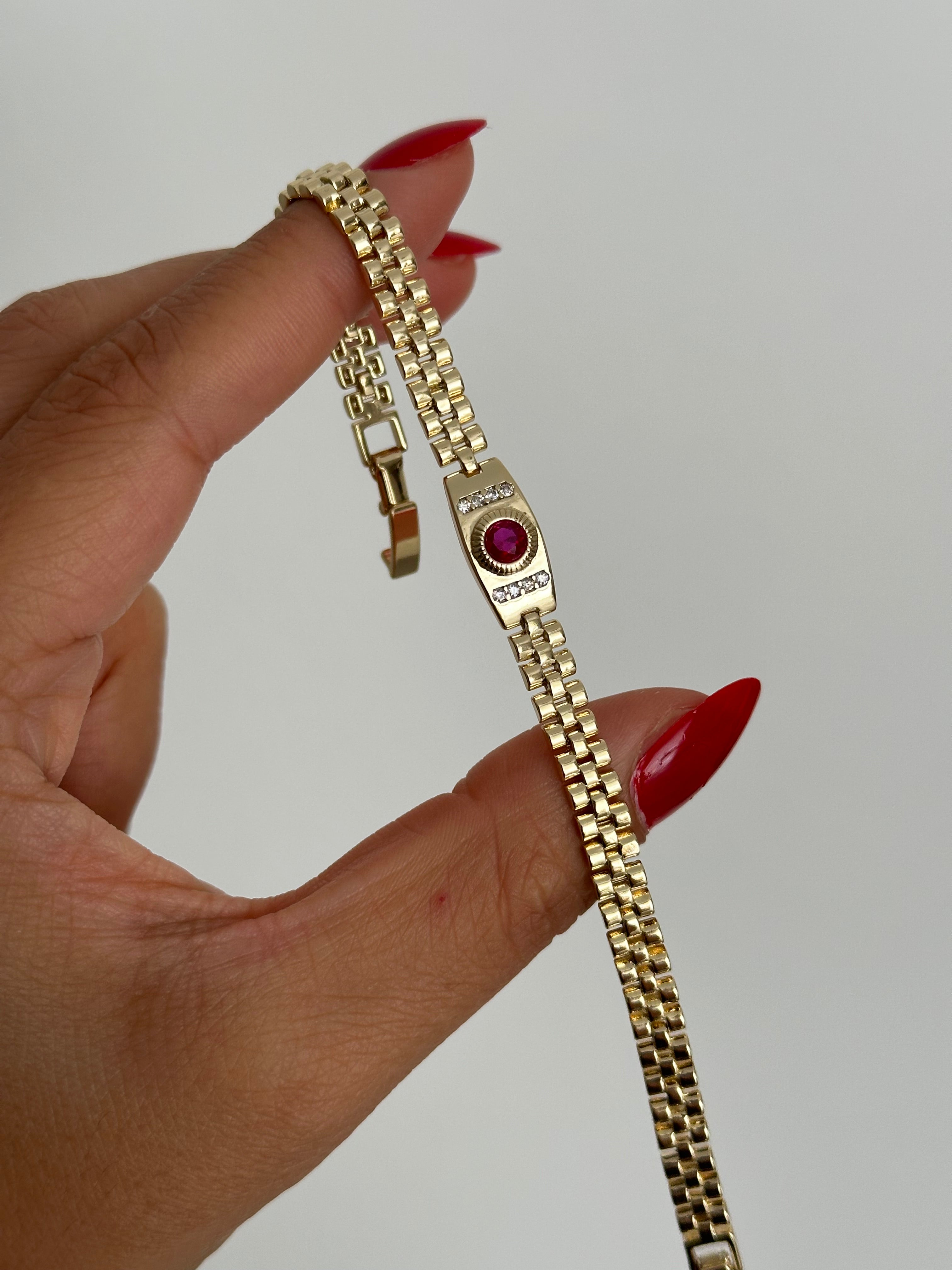 Vintage Pink Taş Kordon Bileklik