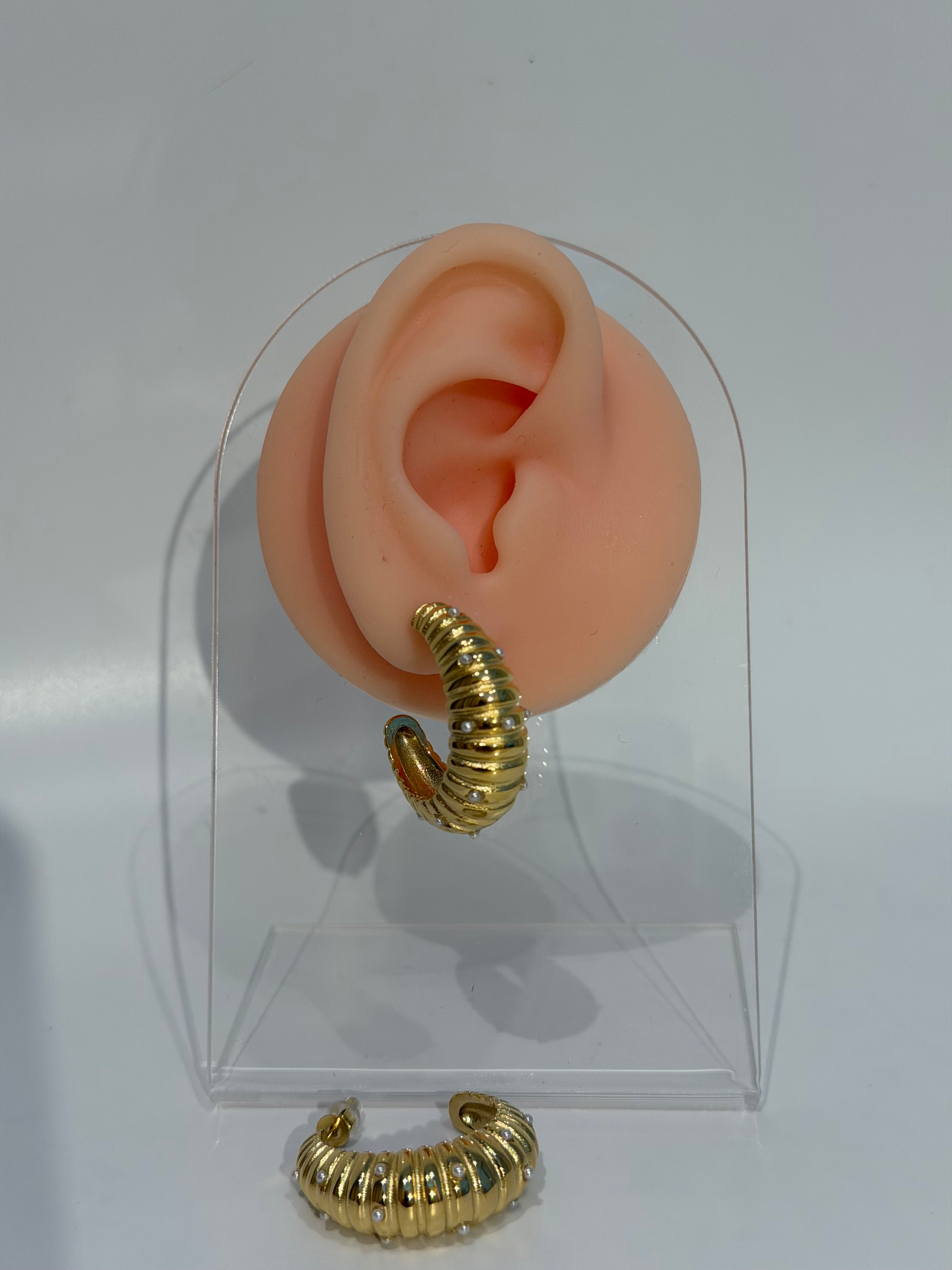 İnci İşleme Çelik Küpe