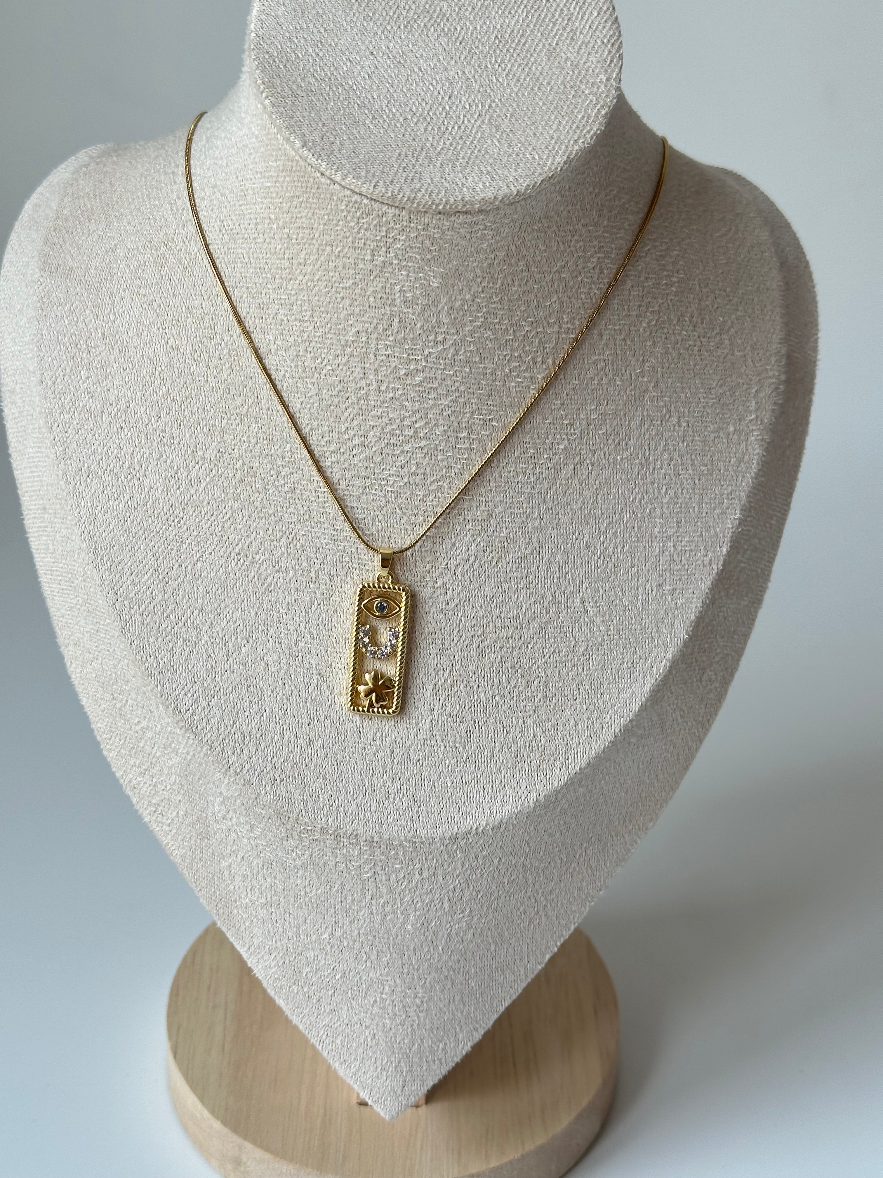 3 Figür Detay Şans Kolyesi Çelik