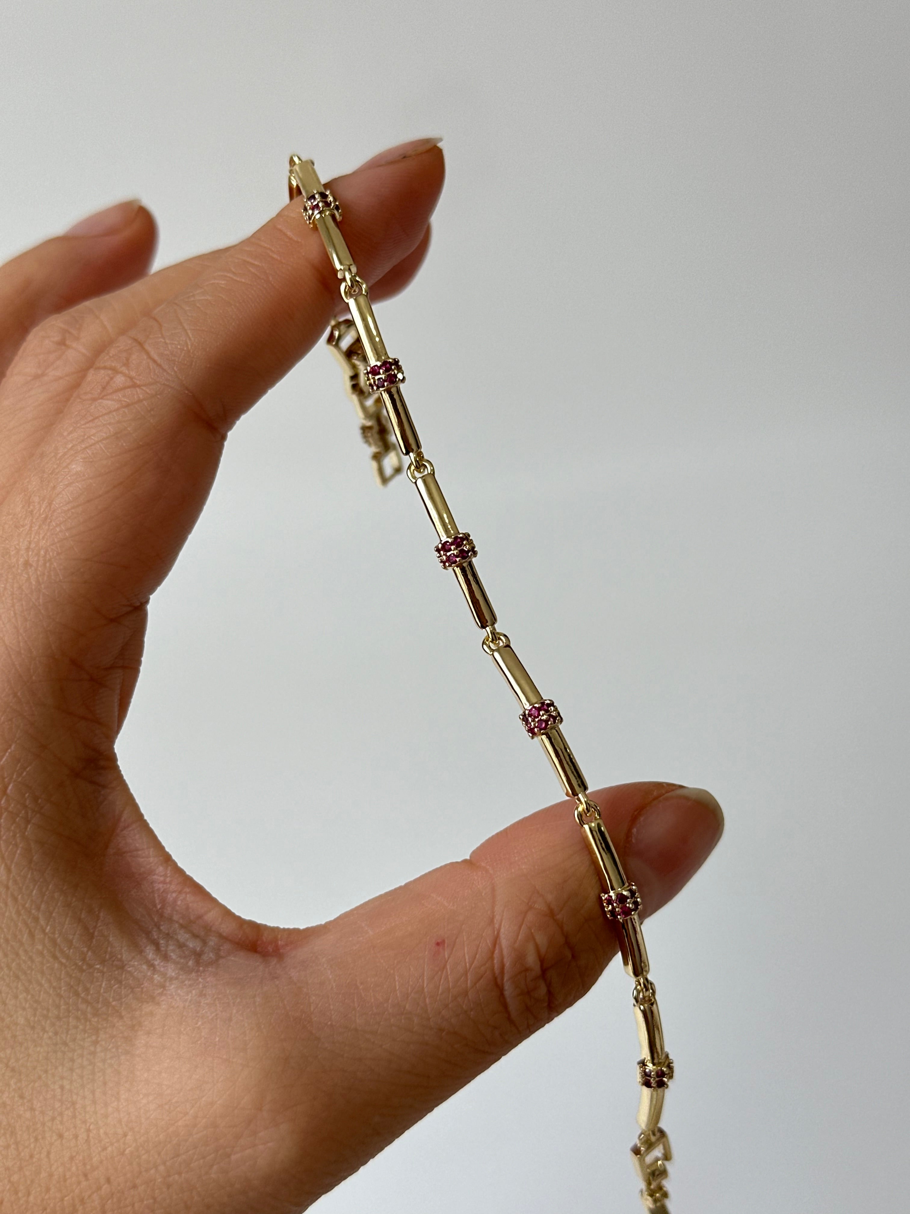 Pink Taş Detay Bileklik 14k