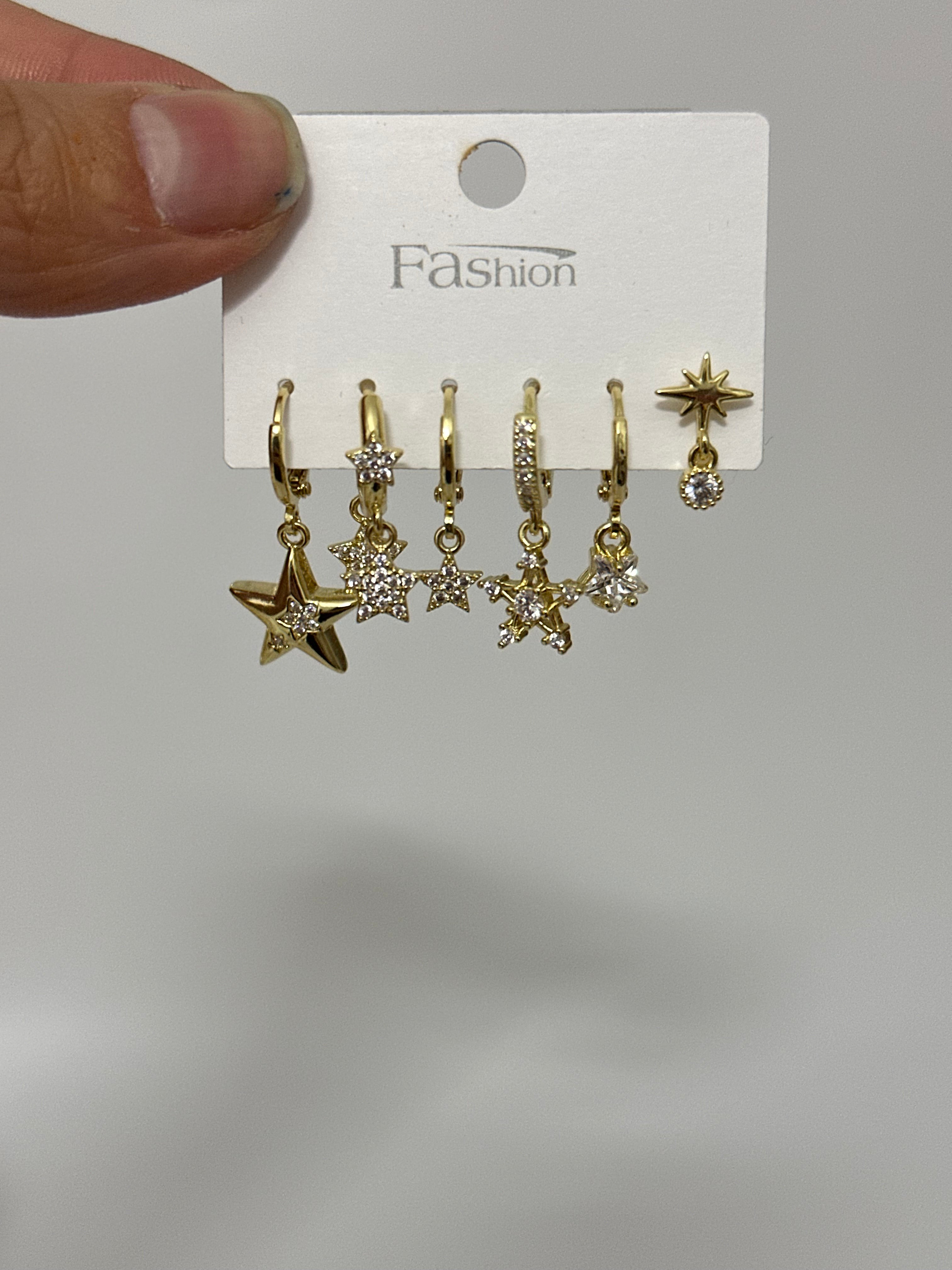 6’lı Yıldız Set Küpe